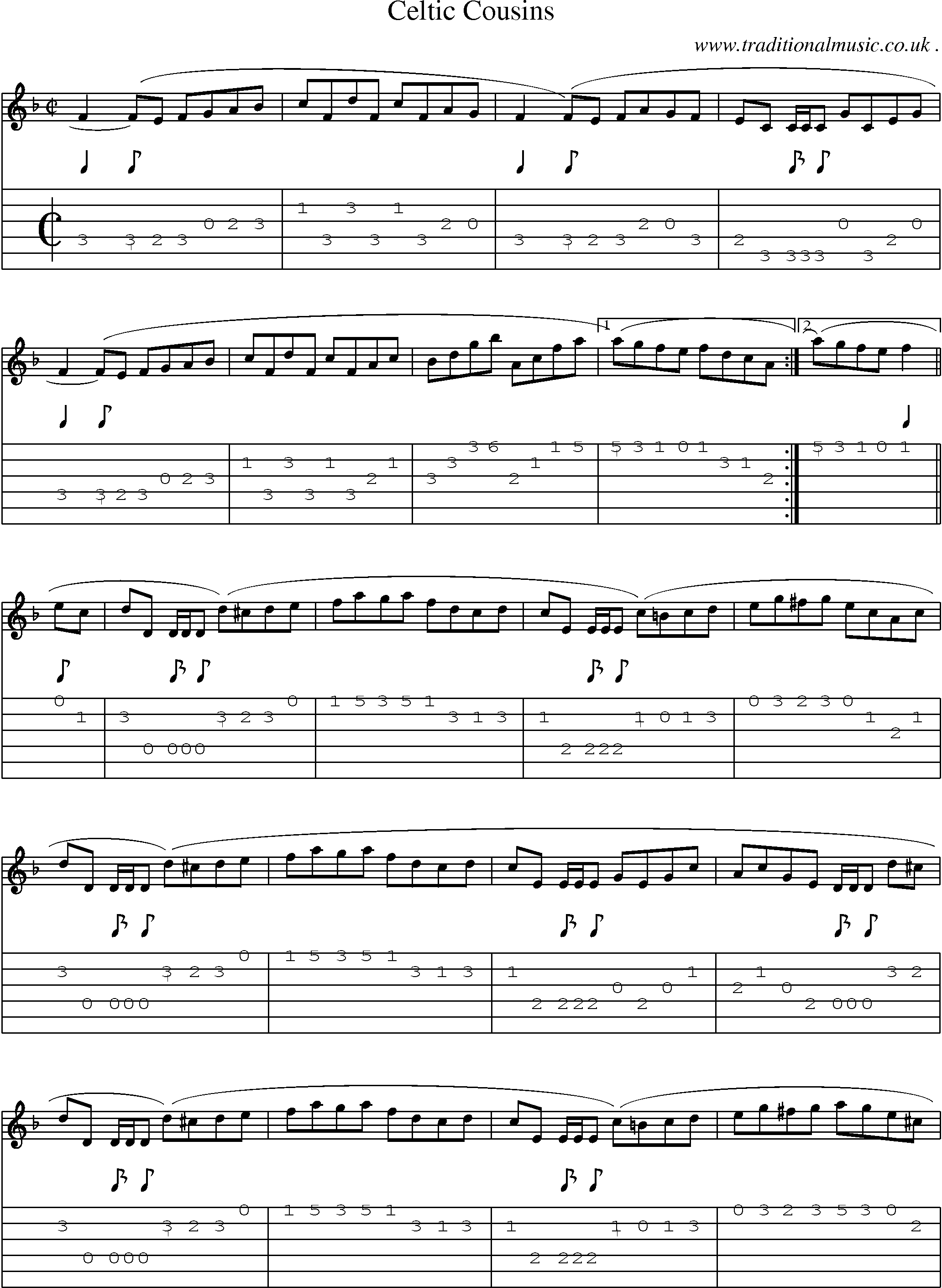 Sheet-Music and Guitar Tabs for Celtic Cousins