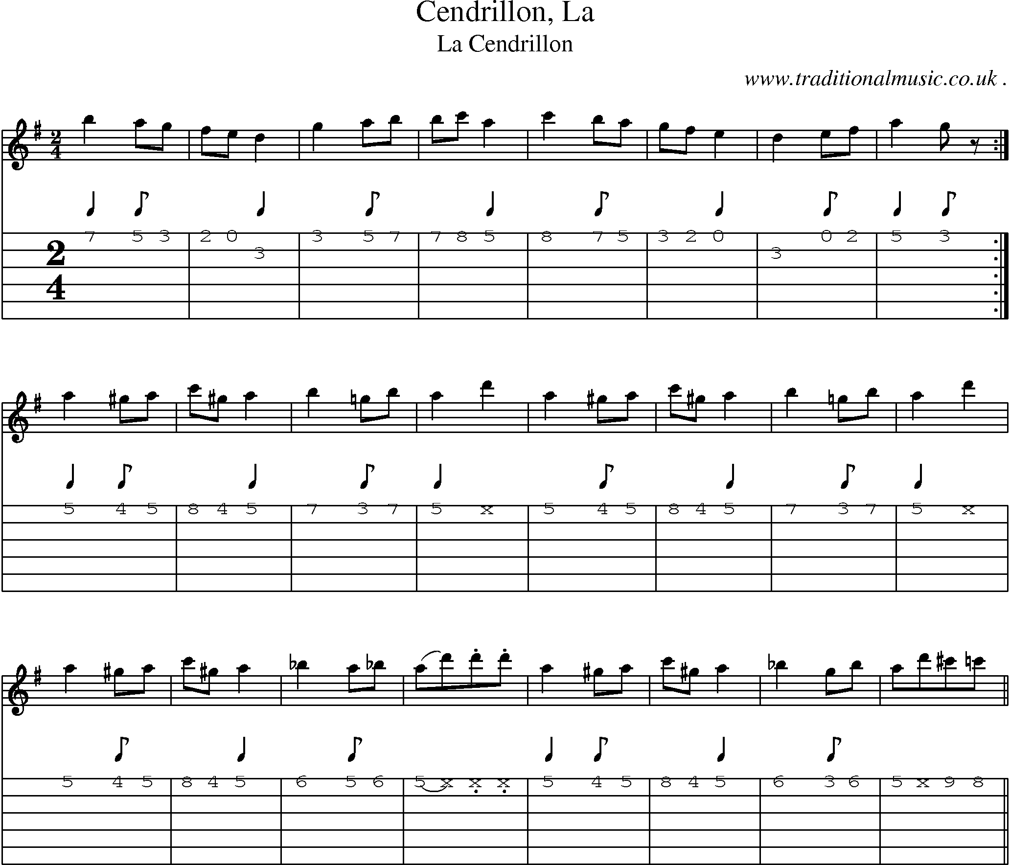 Sheet-Music and Guitar Tabs for Cendrillon La