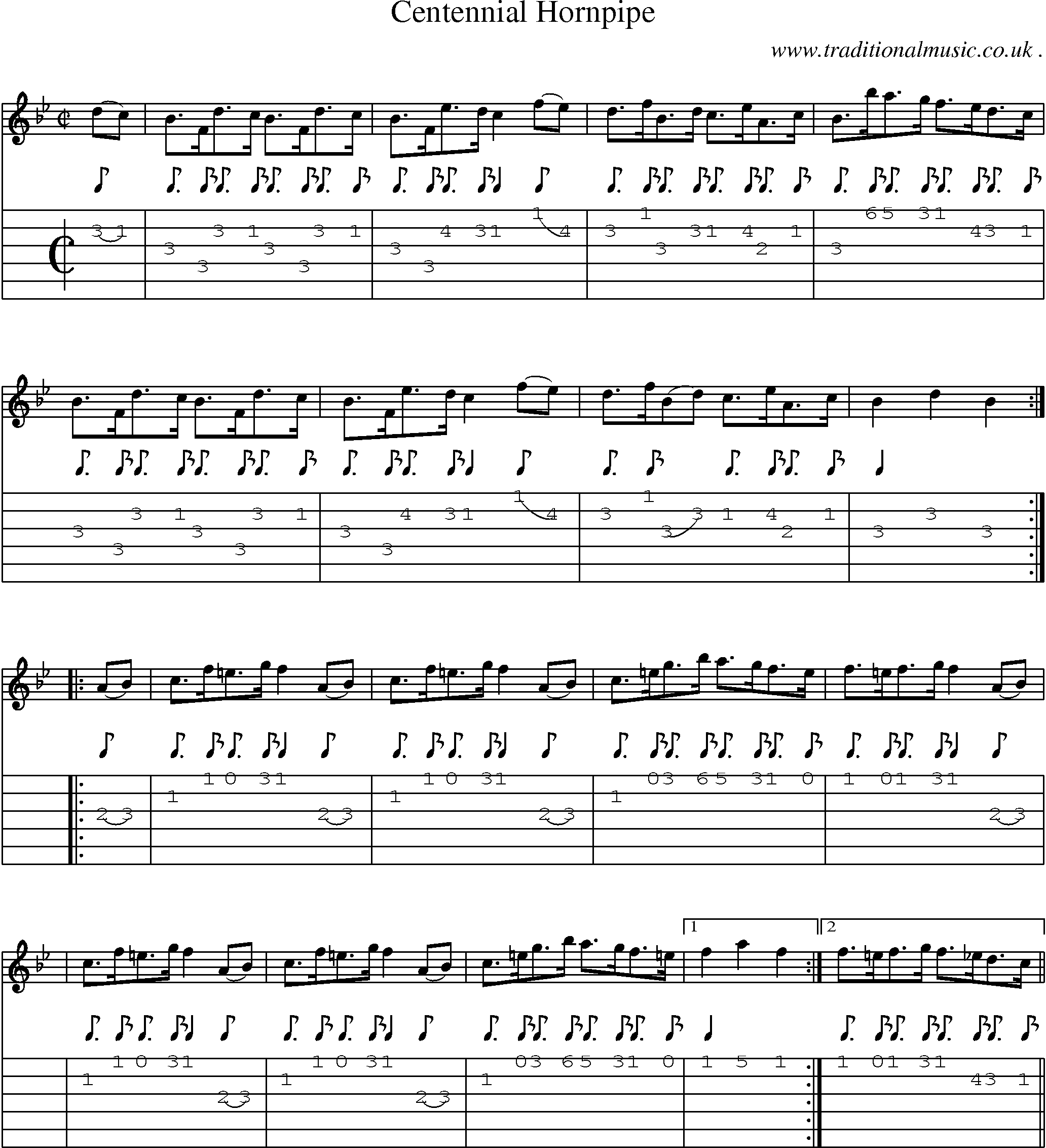 Sheet-Music and Guitar Tabs for Centennial Hornpipe
