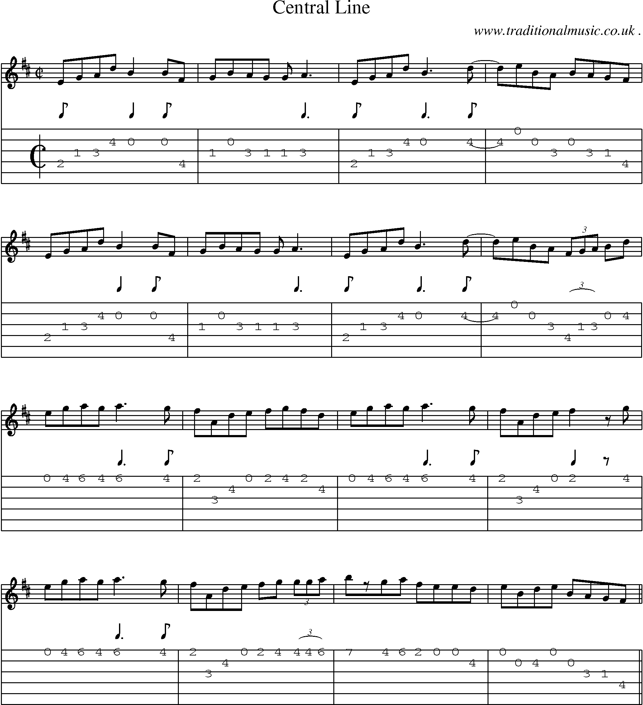 Sheet-Music and Guitar Tabs for Central Line