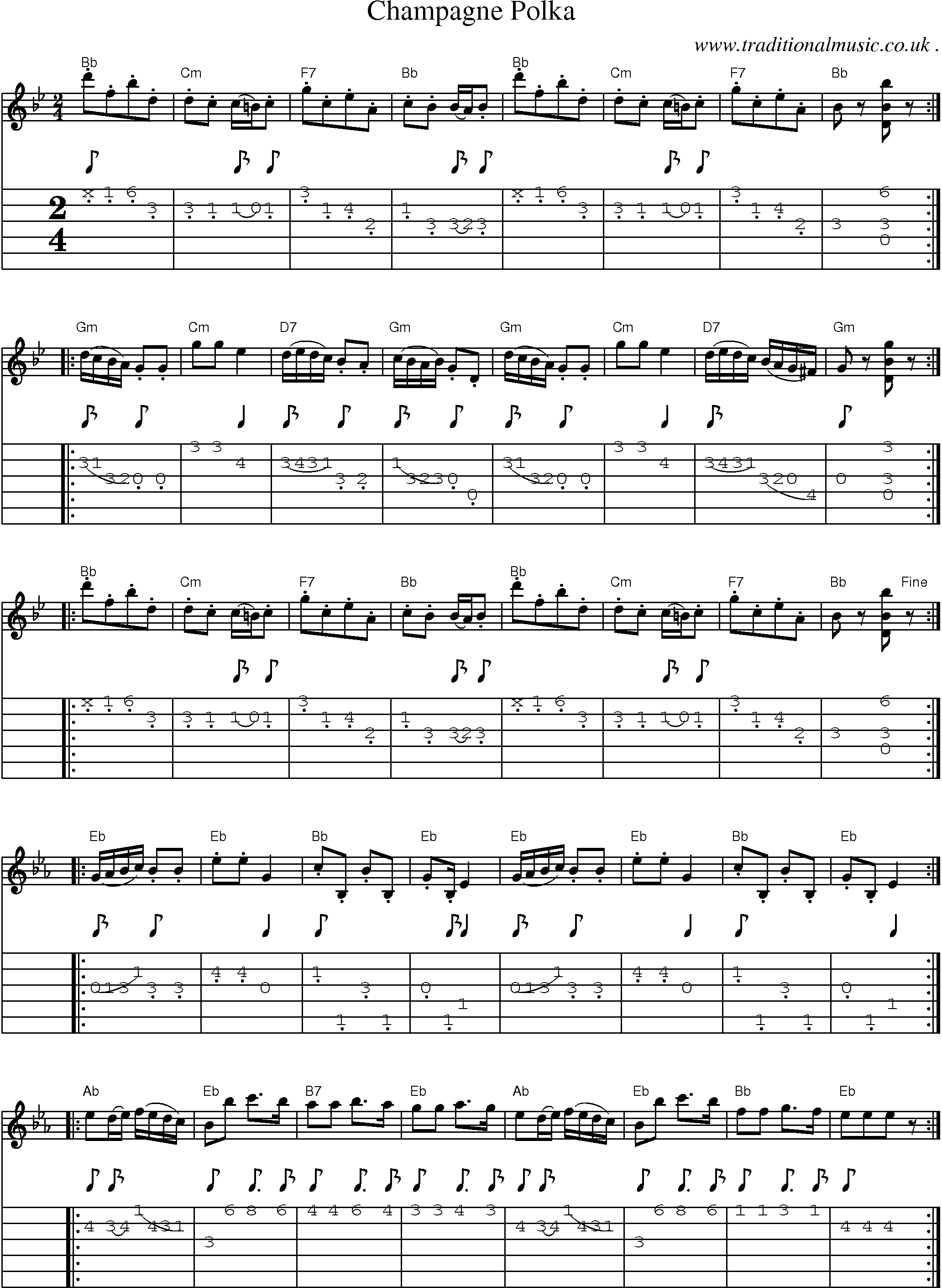 Sheet-Music and Guitar Tabs for Champagne Polka