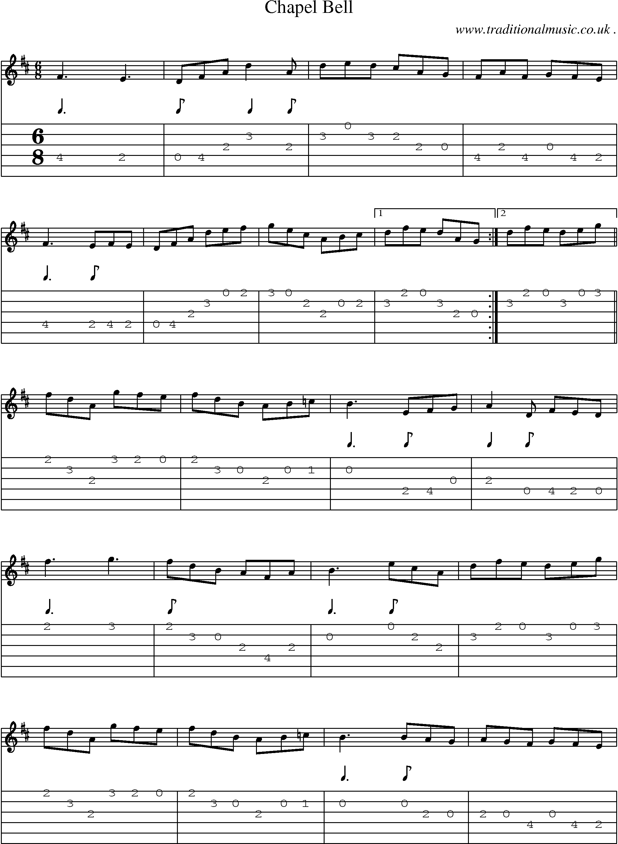 Sheet-Music and Guitar Tabs for Chapel Bell