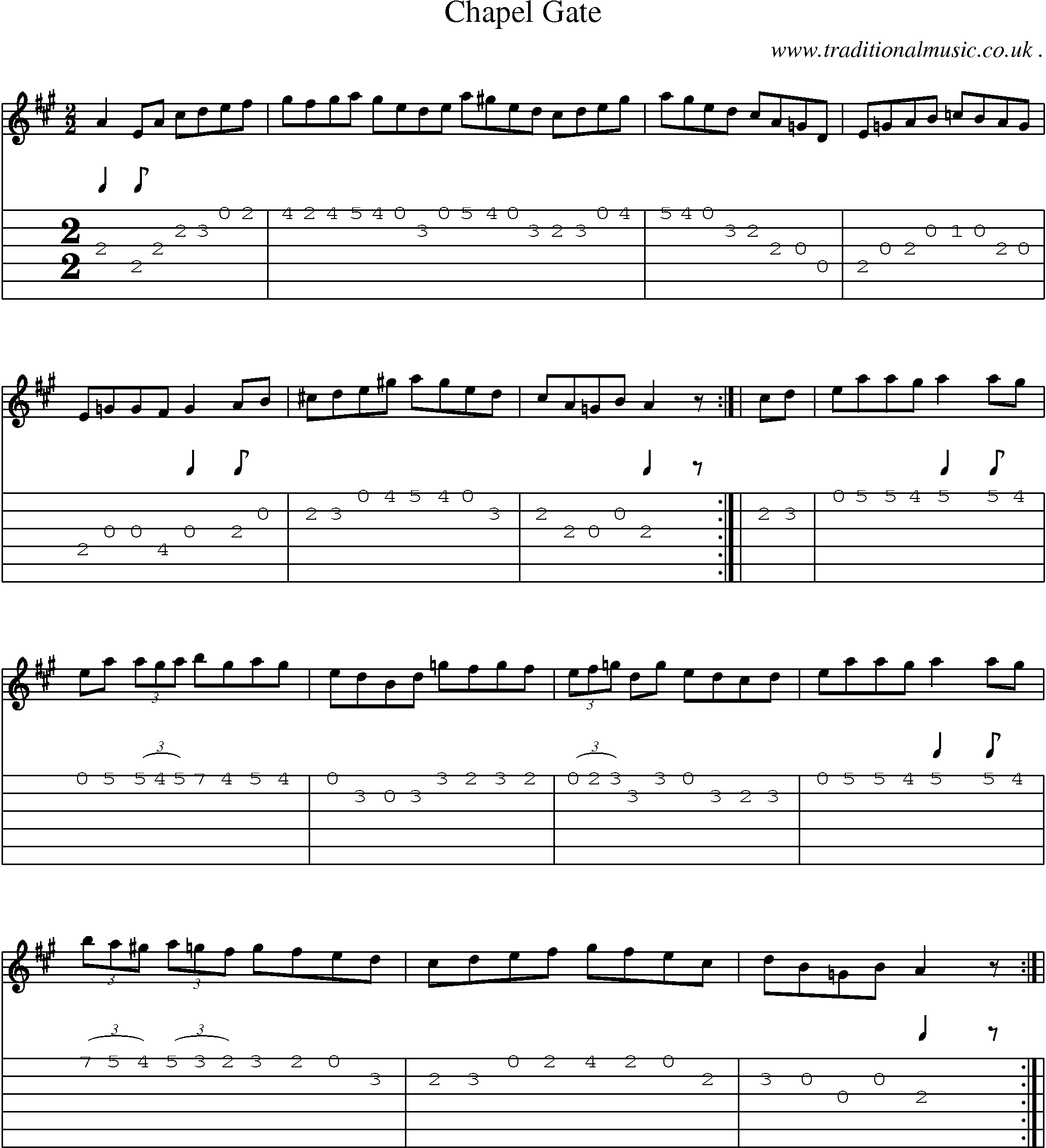 Sheet-Music and Guitar Tabs for Chapel Gate