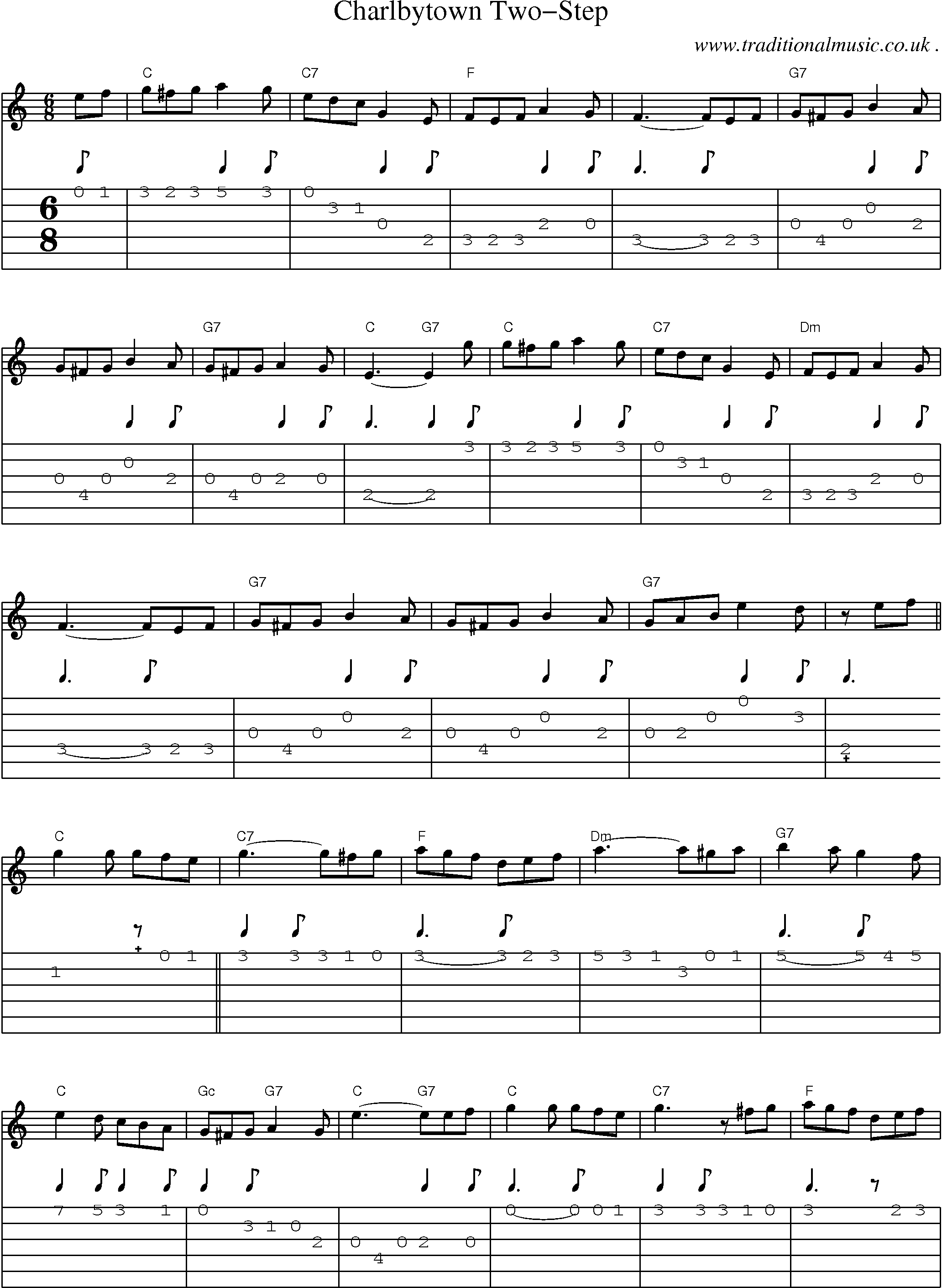 Sheet-Music and Guitar Tabs for Charlbytown Two-step