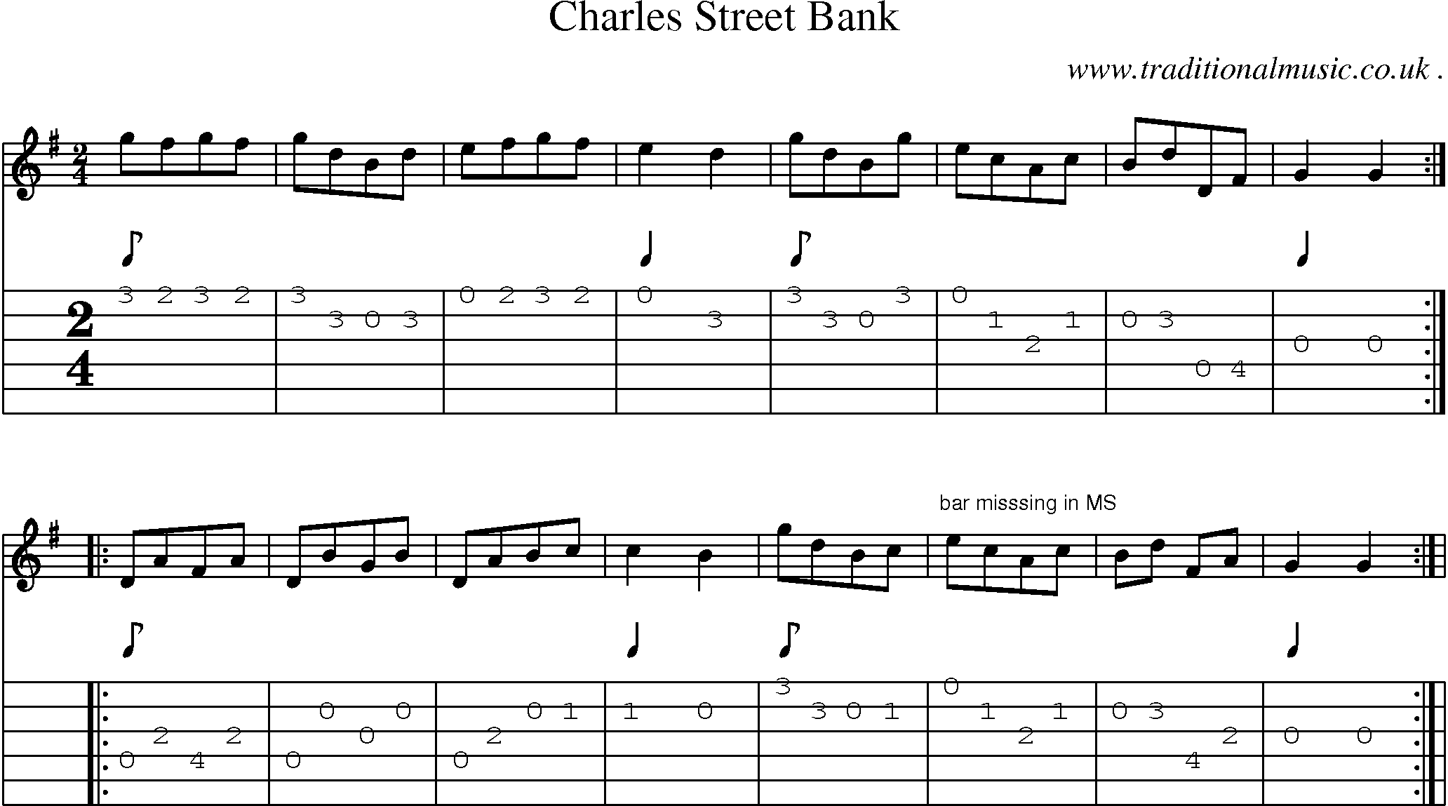 Sheet-Music and Guitar Tabs for Charles Street Bank