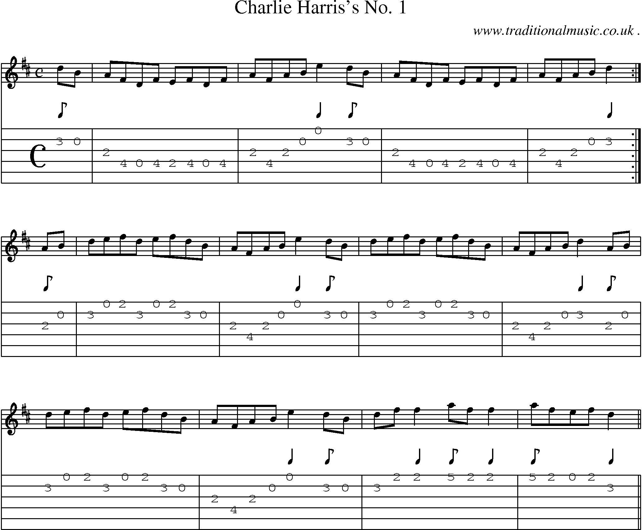 Sheet-Music and Guitar Tabs for Charlie Harriss No 1