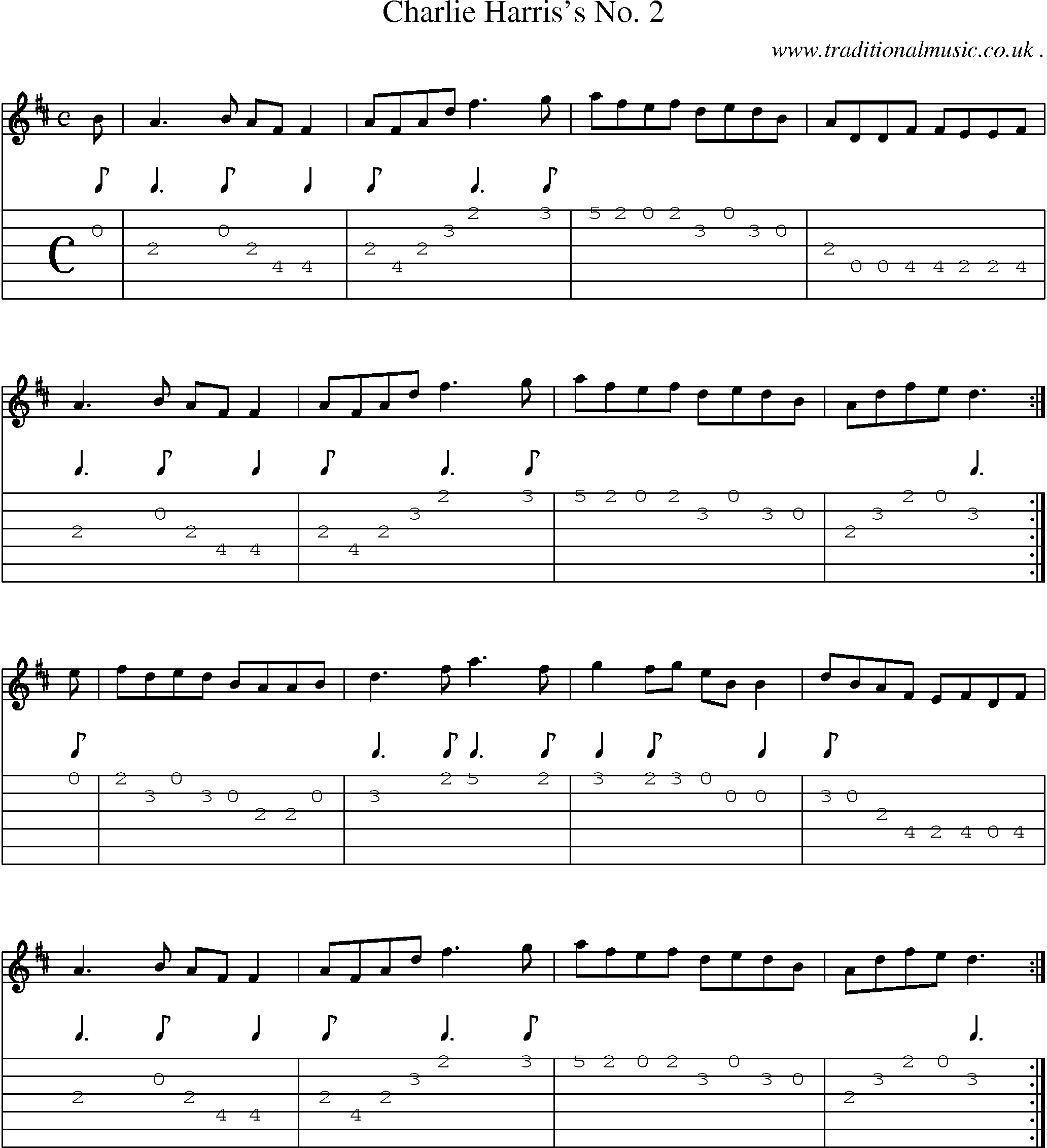 Sheet-Music and Guitar Tabs for Charlie Harriss No 2