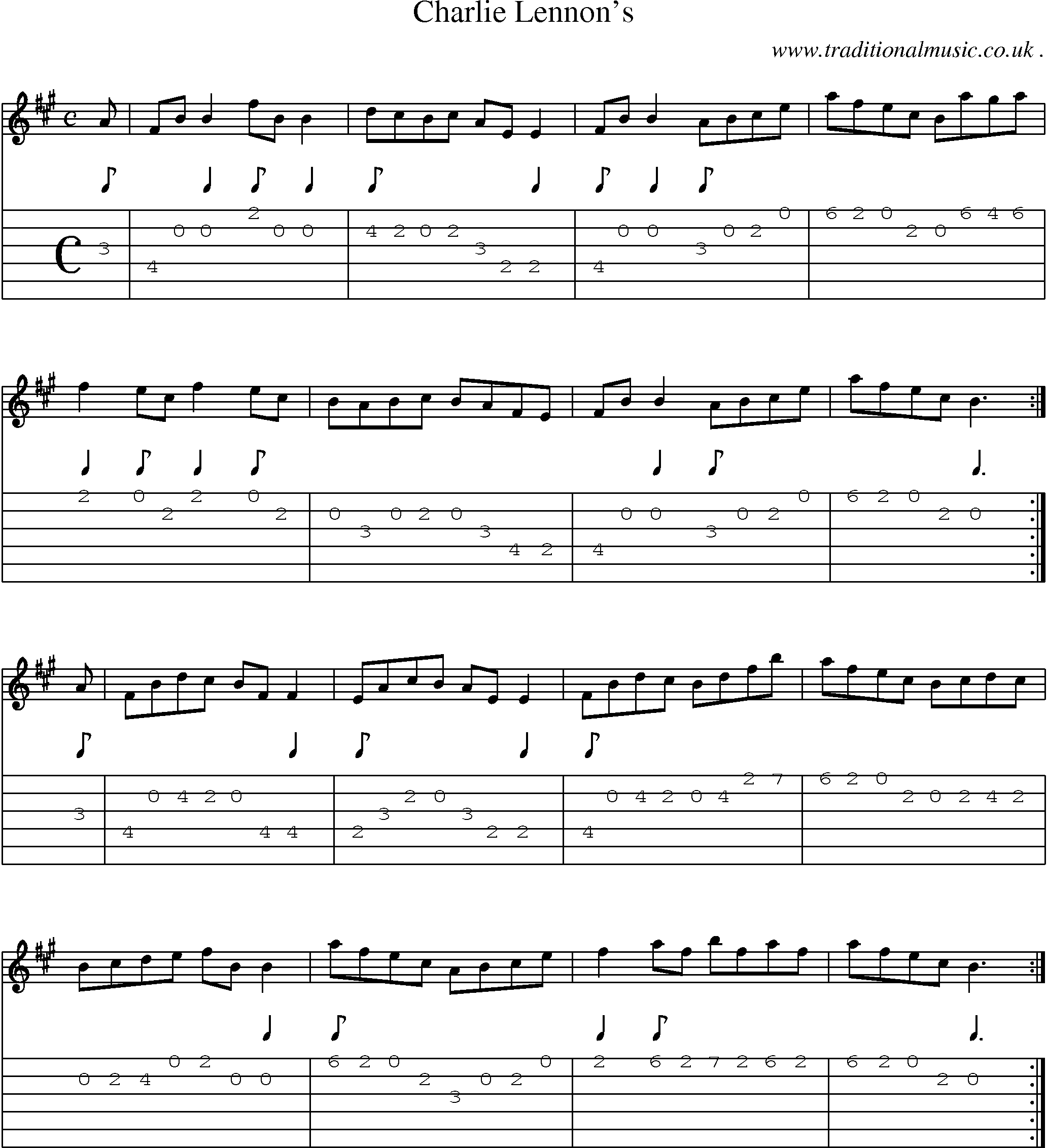 Sheet-Music and Guitar Tabs for Charlie Lennons