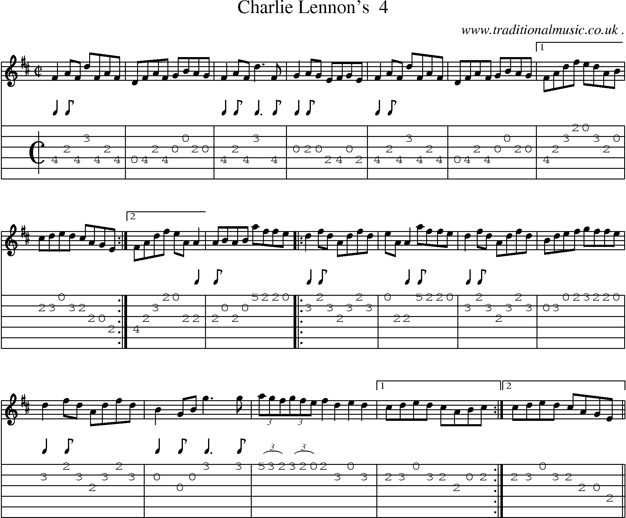 Sheet-Music and Guitar Tabs for Charlie Lennons 4