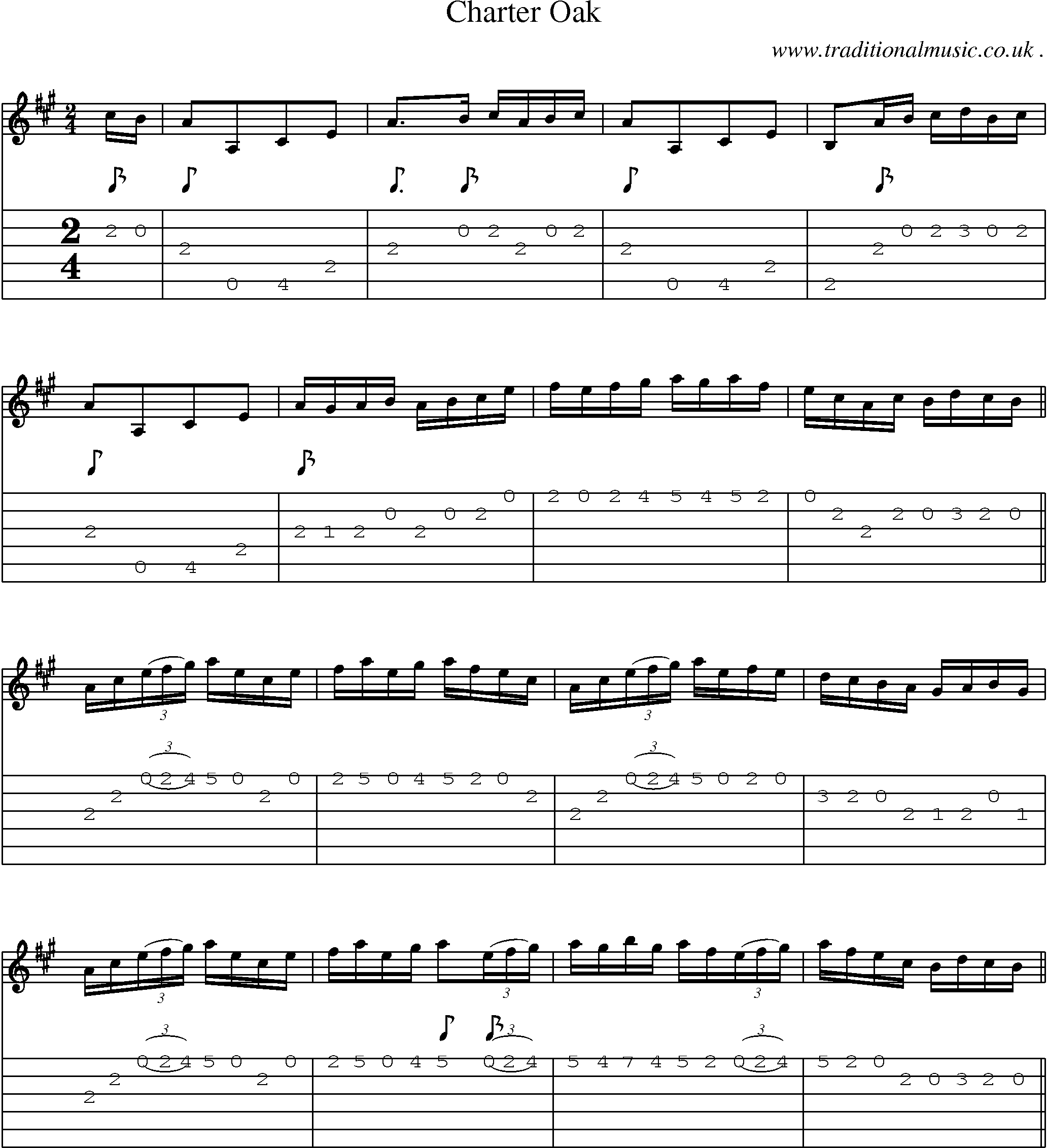 Sheet-Music and Guitar Tabs for Charter Oak