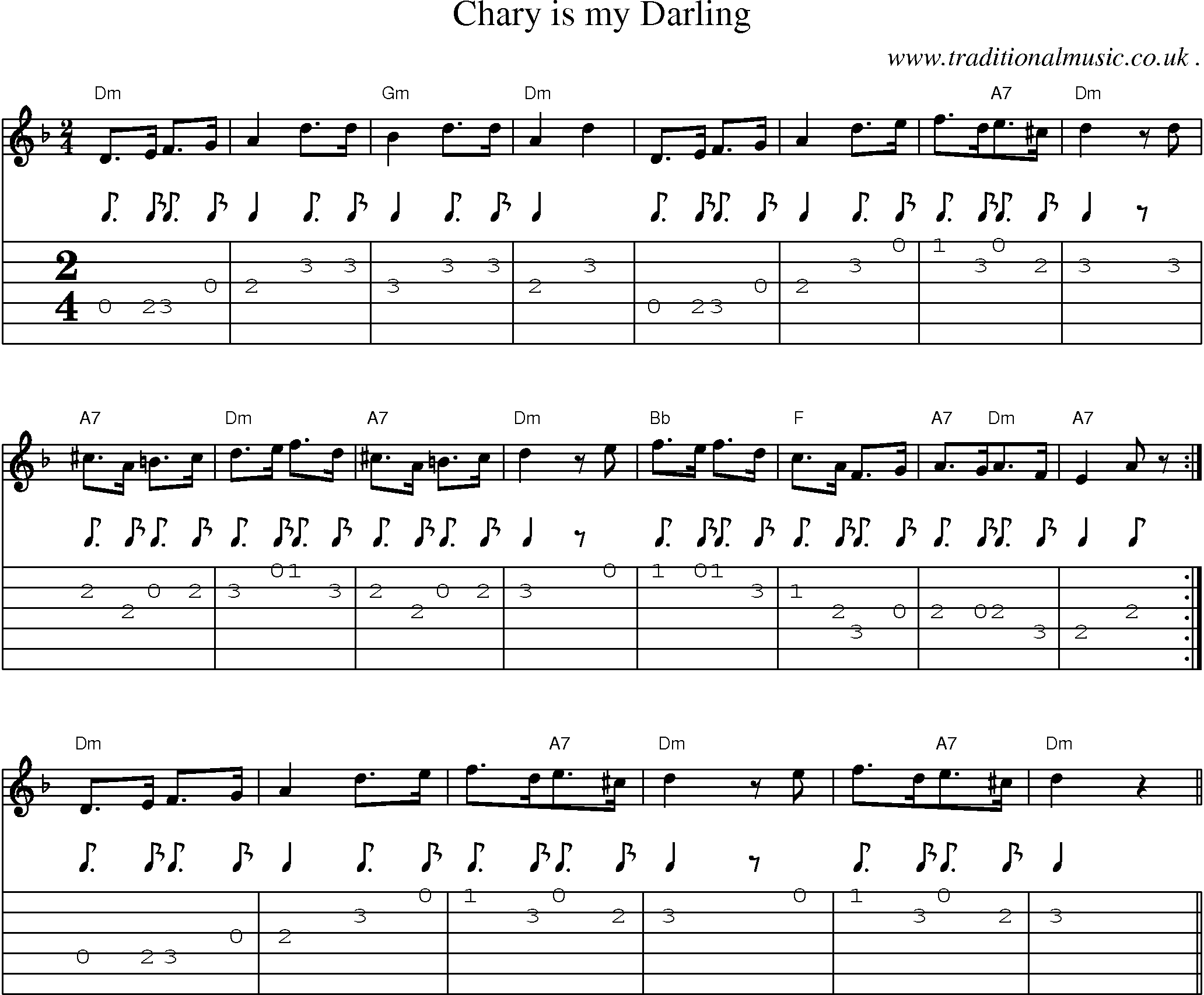 Sheet-Music and Guitar Tabs for Chary Is My Darling