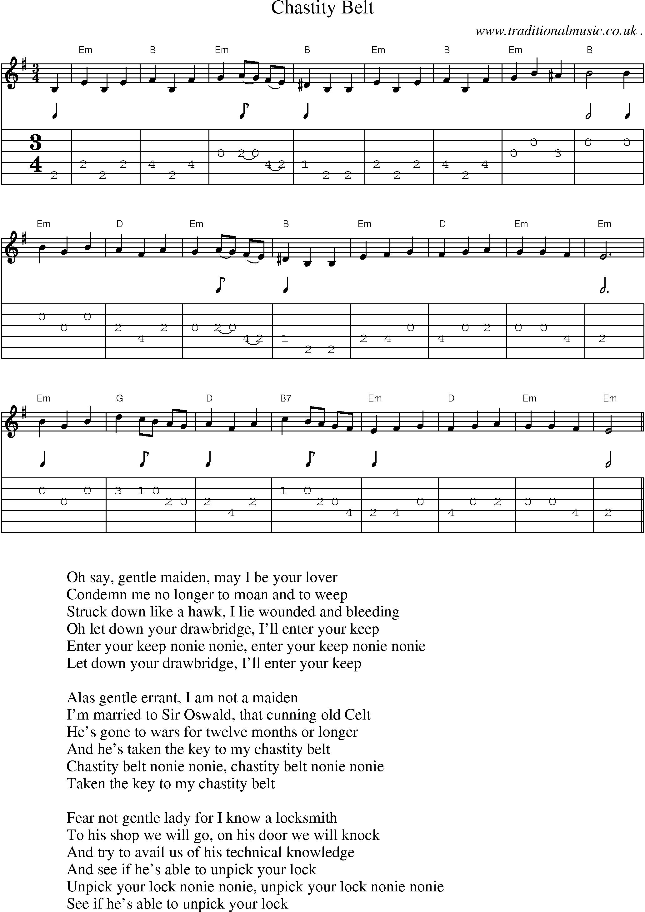 Sheet-Music and Guitar Tabs for Chastity Belt