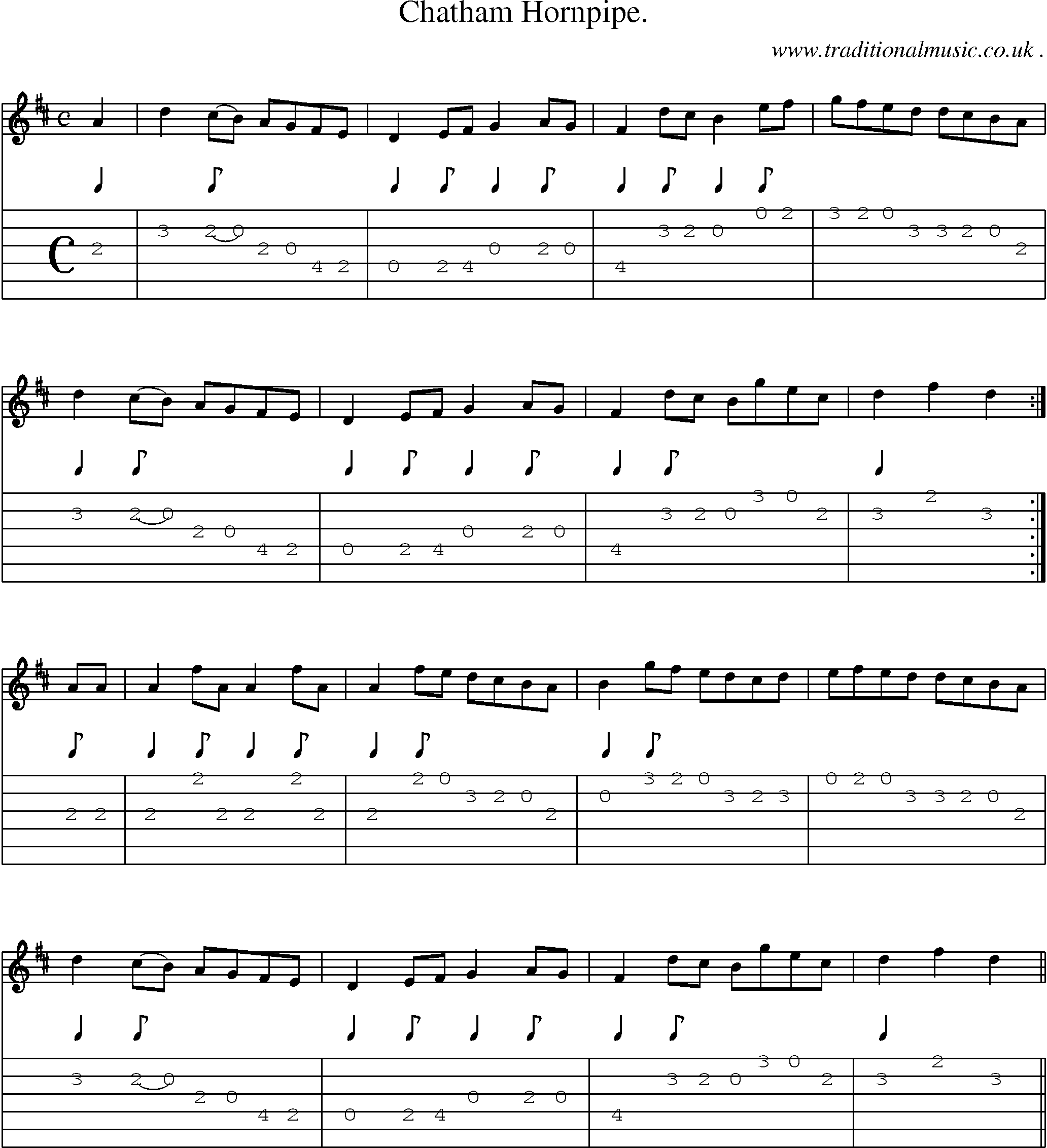 Sheet-Music and Guitar Tabs for Chatham Hornpipe