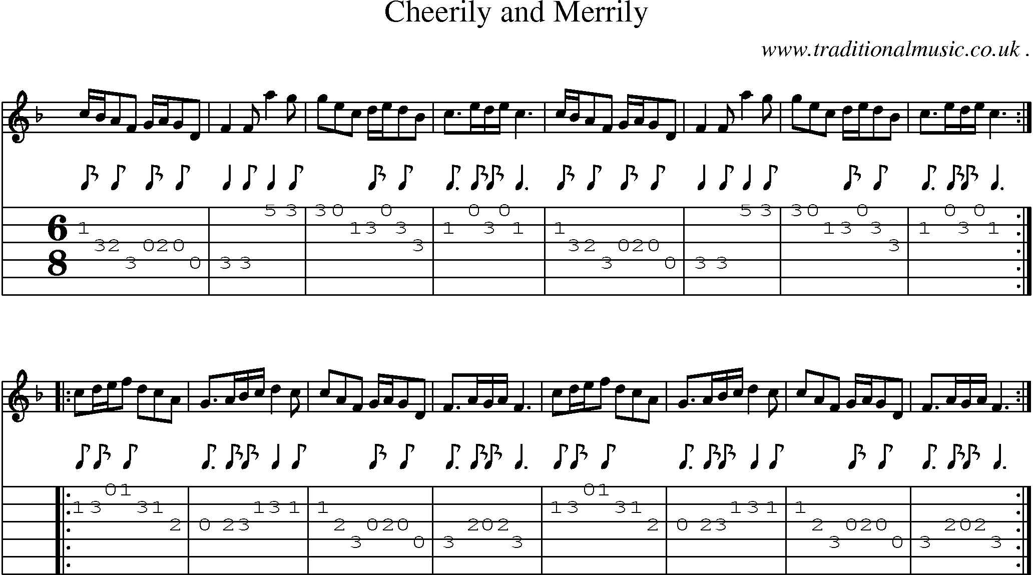 Sheet-Music and Guitar Tabs for Cheerily And Merrily