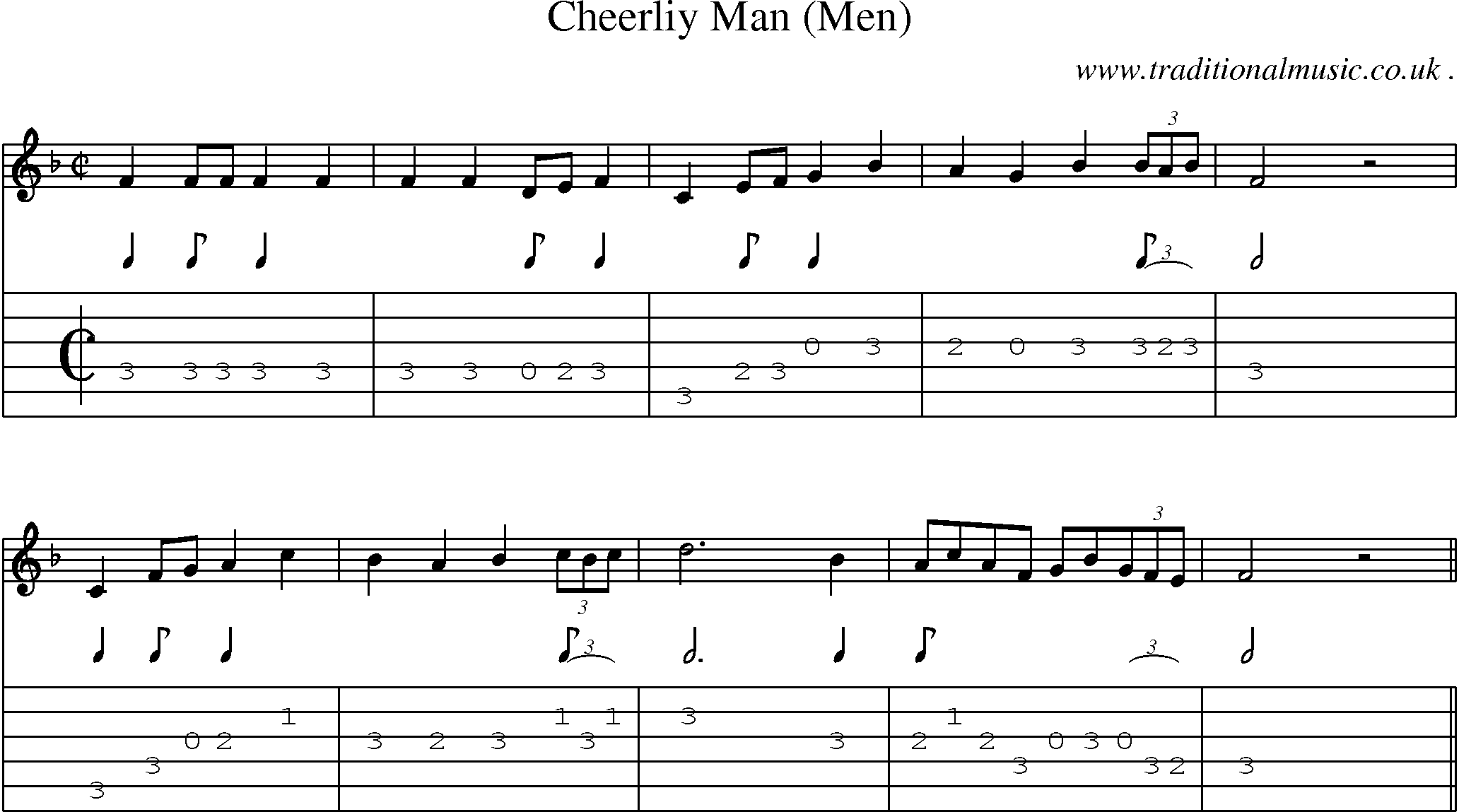 Sheet-Music and Guitar Tabs for Cheerliy Man (men)