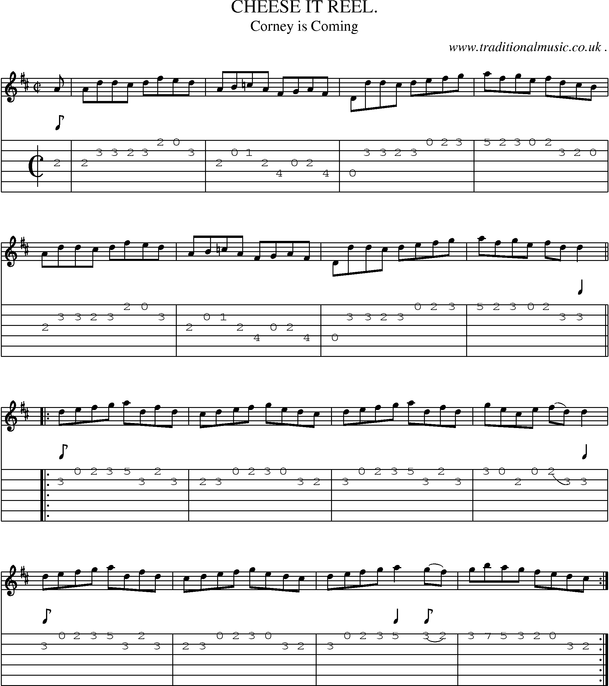 Sheet-Music and Guitar Tabs for Cheese It Reel