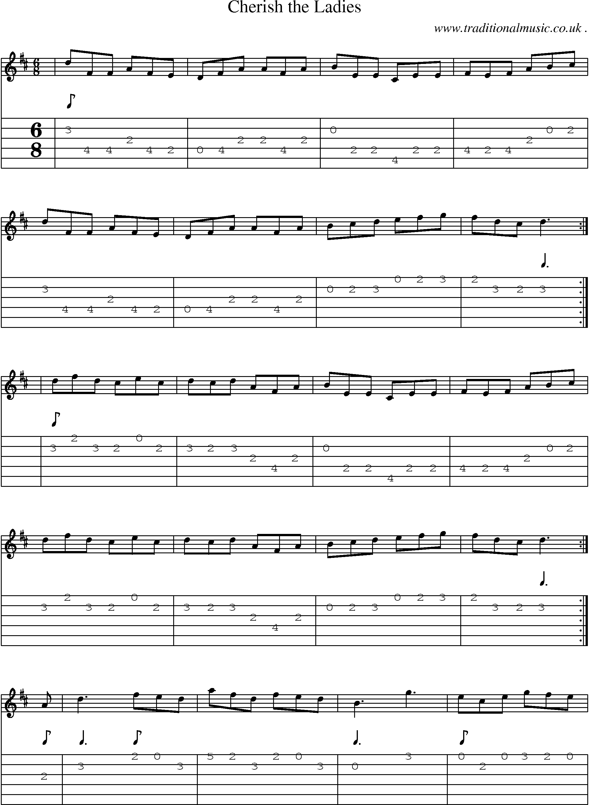 Sheet-Music and Guitar Tabs for Cherish The Ladies