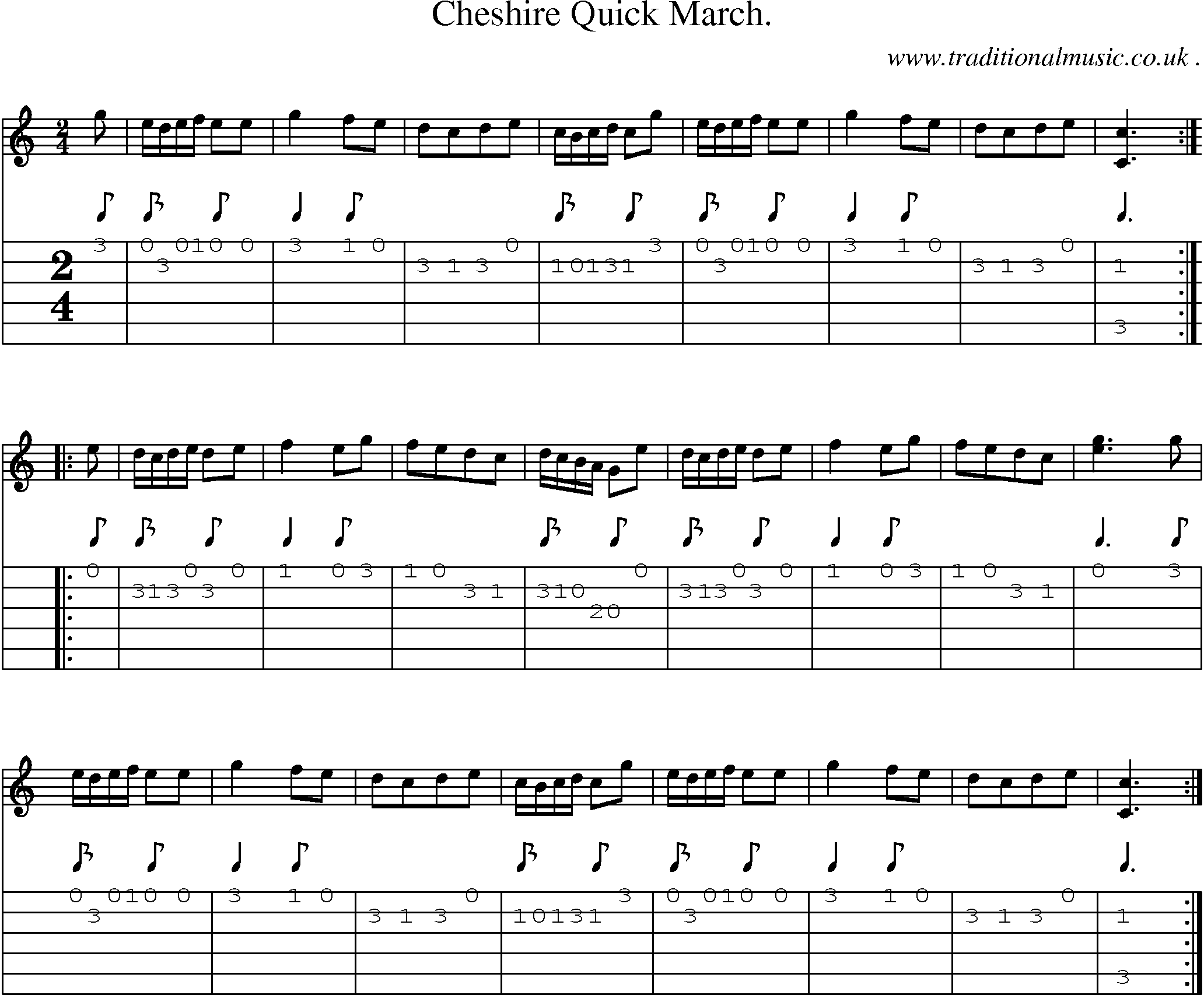 Sheet-Music and Guitar Tabs for Cheshire Quick March