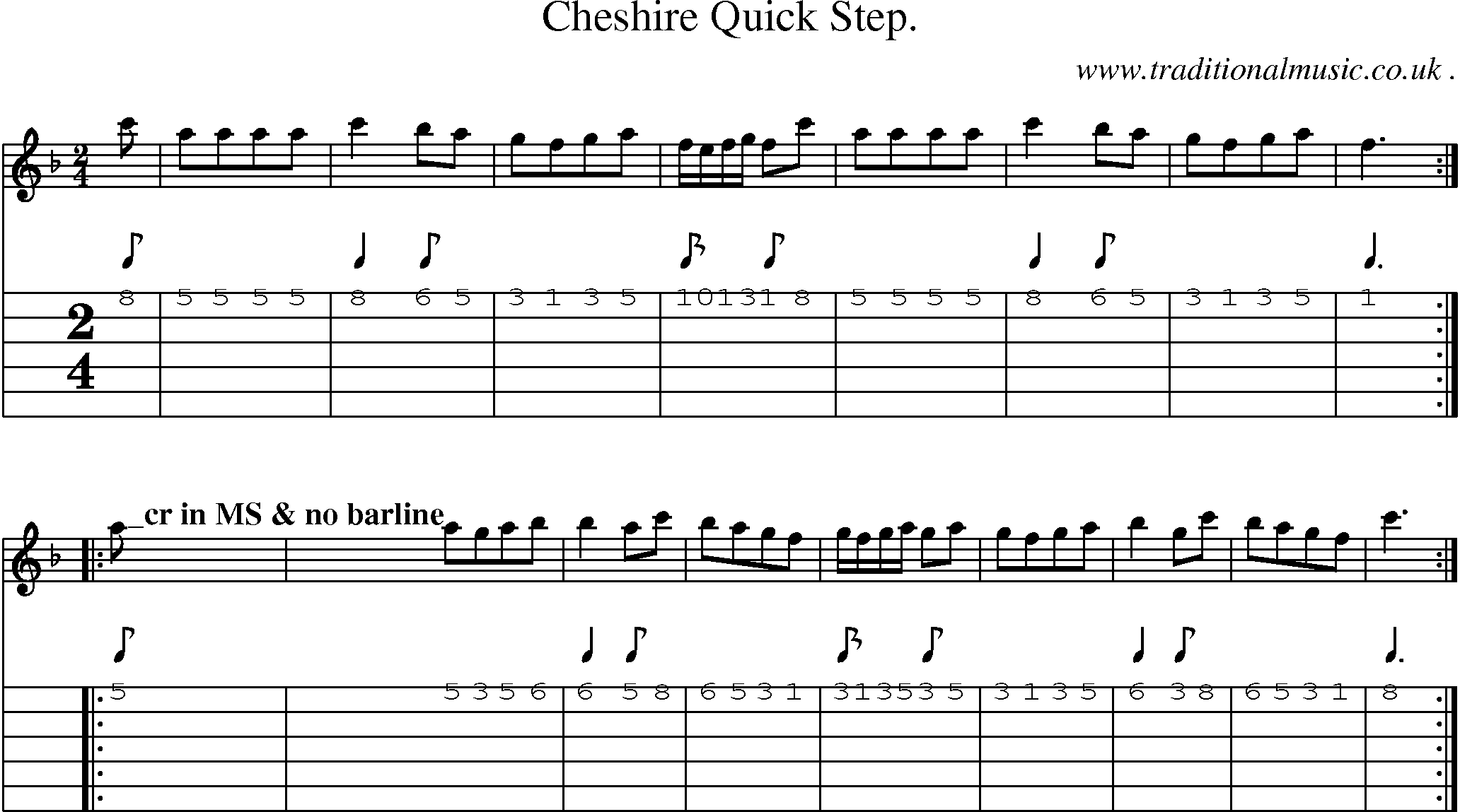 Sheet-Music and Guitar Tabs for Cheshire Quick Step