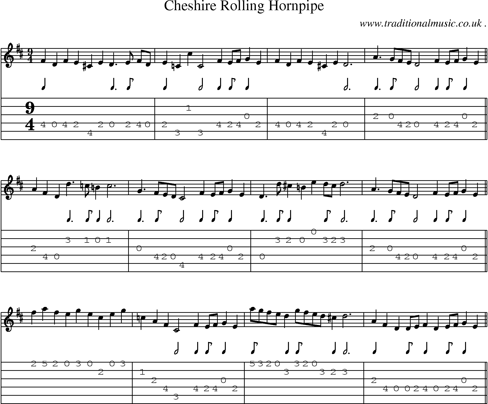 Sheet-Music and Guitar Tabs for Cheshire Rolling Hornpipe