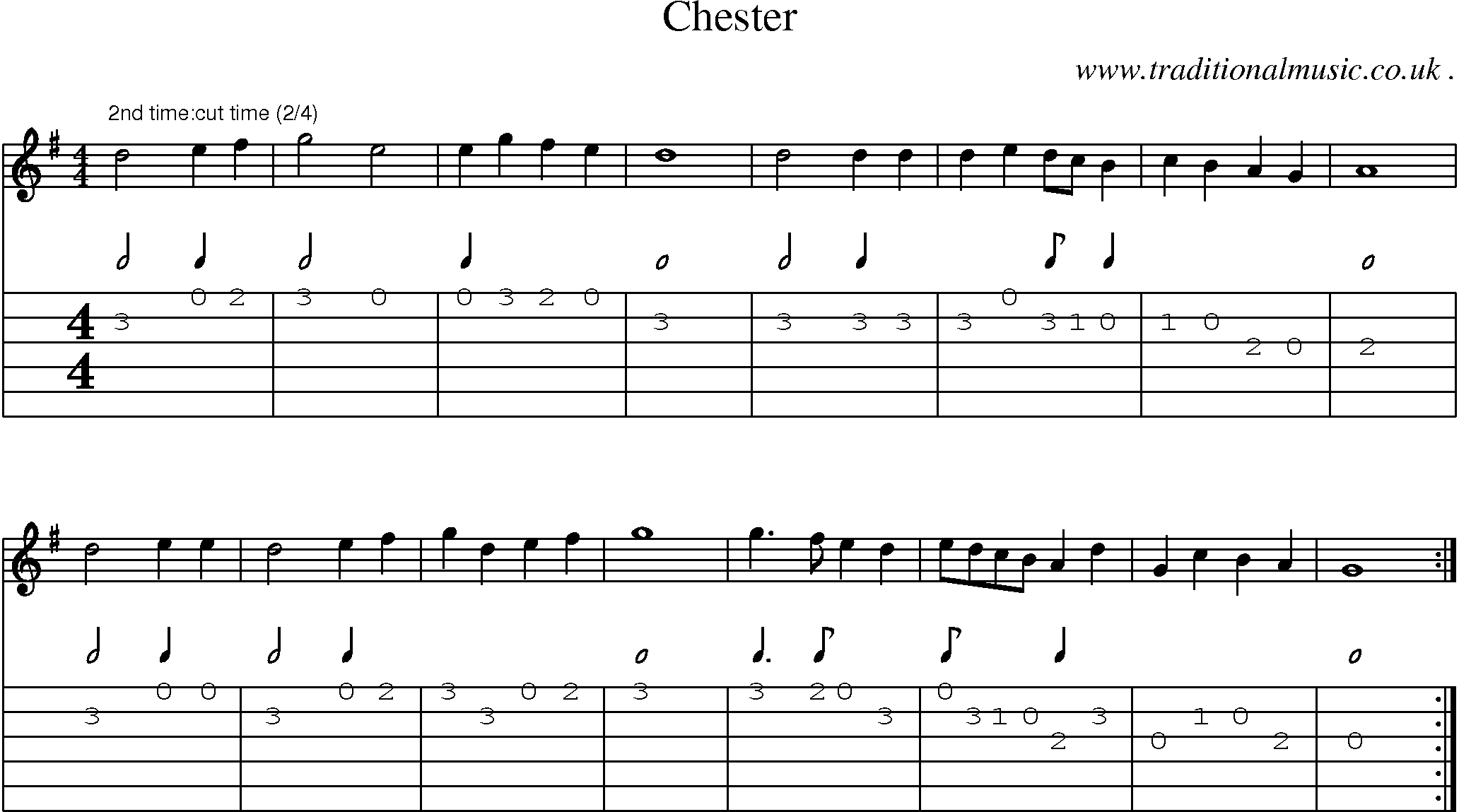 Sheet-Music and Guitar Tabs for Chester