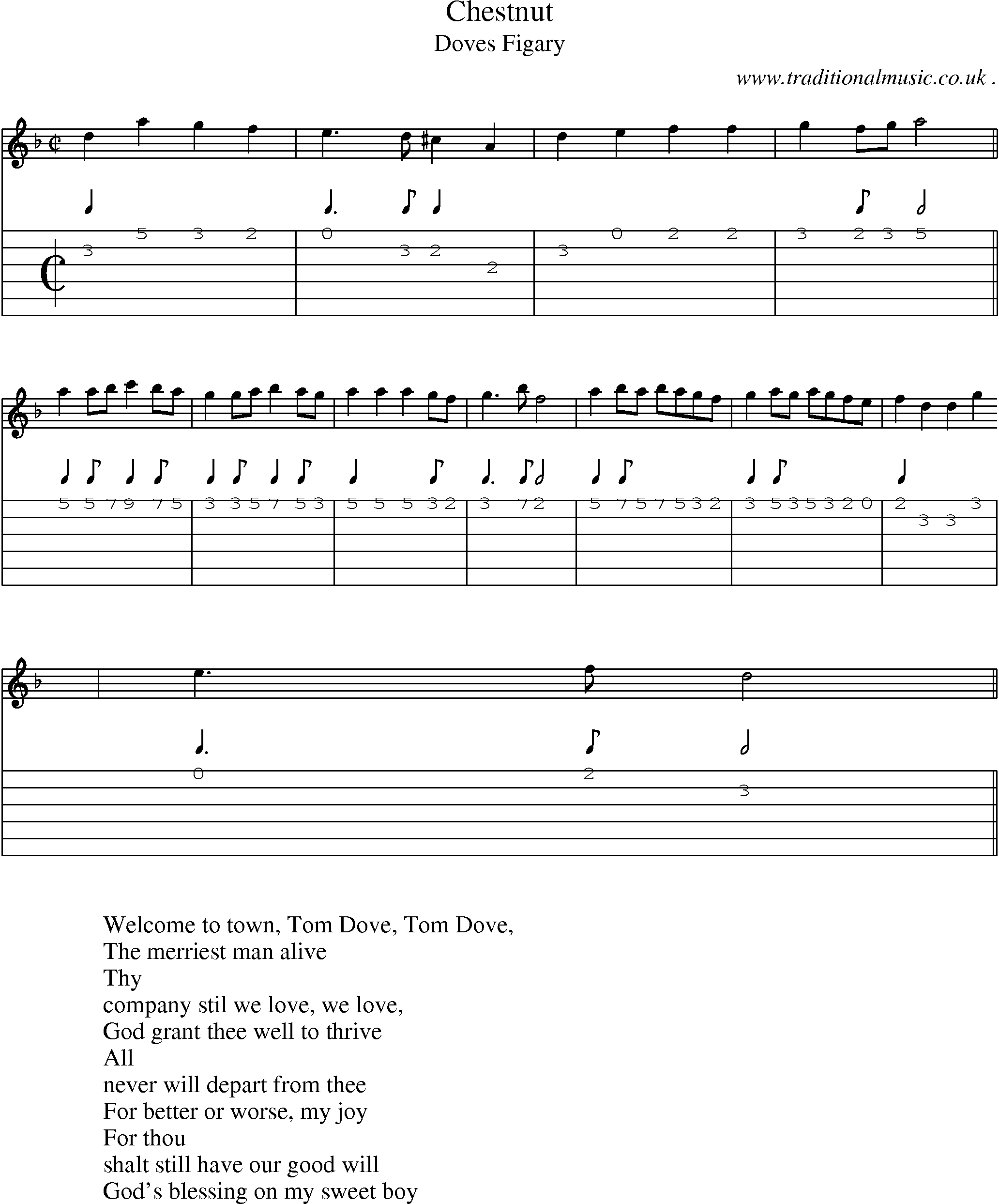 Sheet-Music and Guitar Tabs for Chestnut