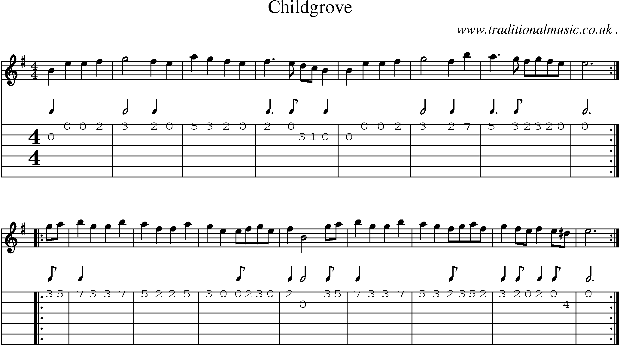 Sheet-Music and Guitar Tabs for Childgrove