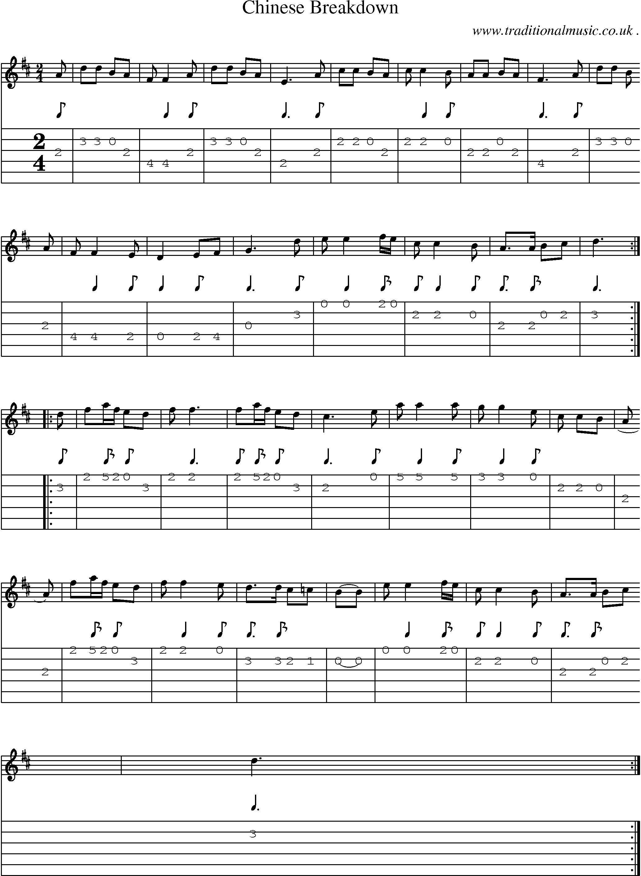 Sheet-Music and Guitar Tabs for Chinese Breakdown