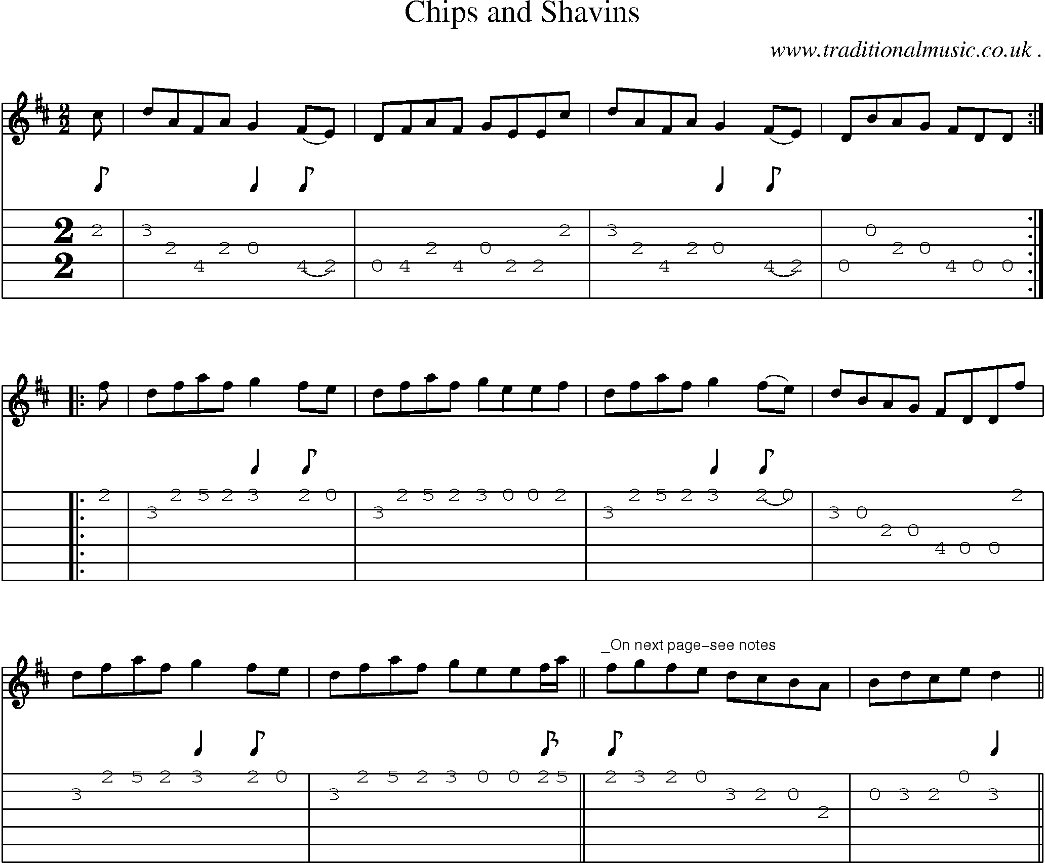 Sheet-Music and Guitar Tabs for Chips And Shavins
