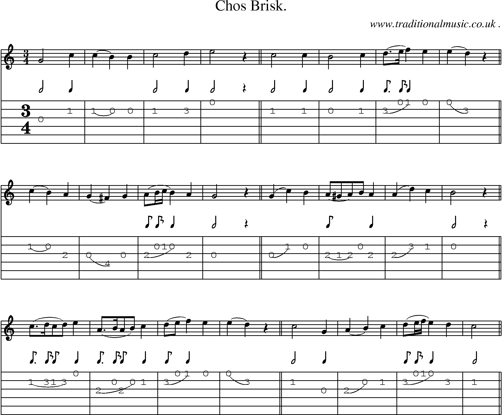 Sheet-Music and Guitar Tabs for Chos Brisk