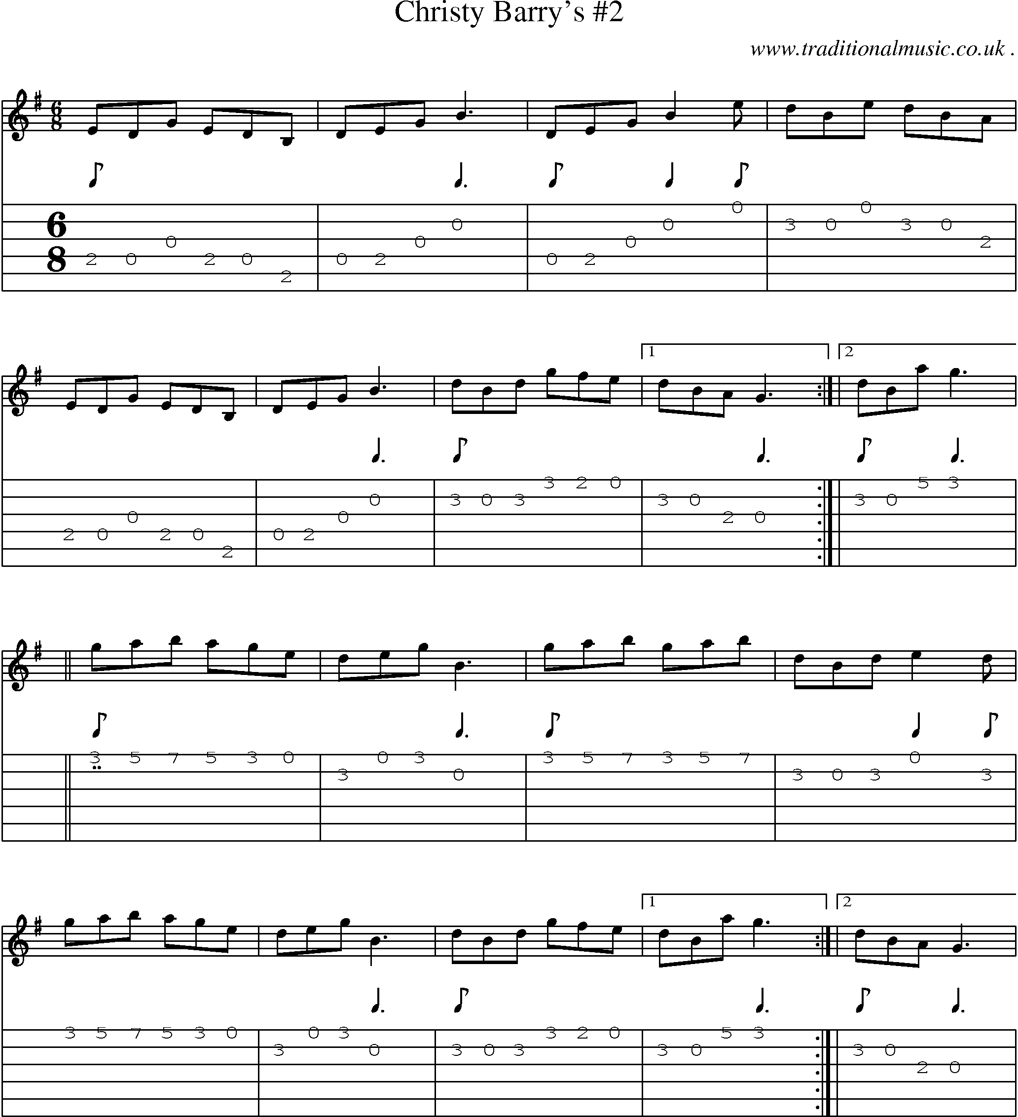 Sheet-Music and Guitar Tabs for Christy Barrys 2