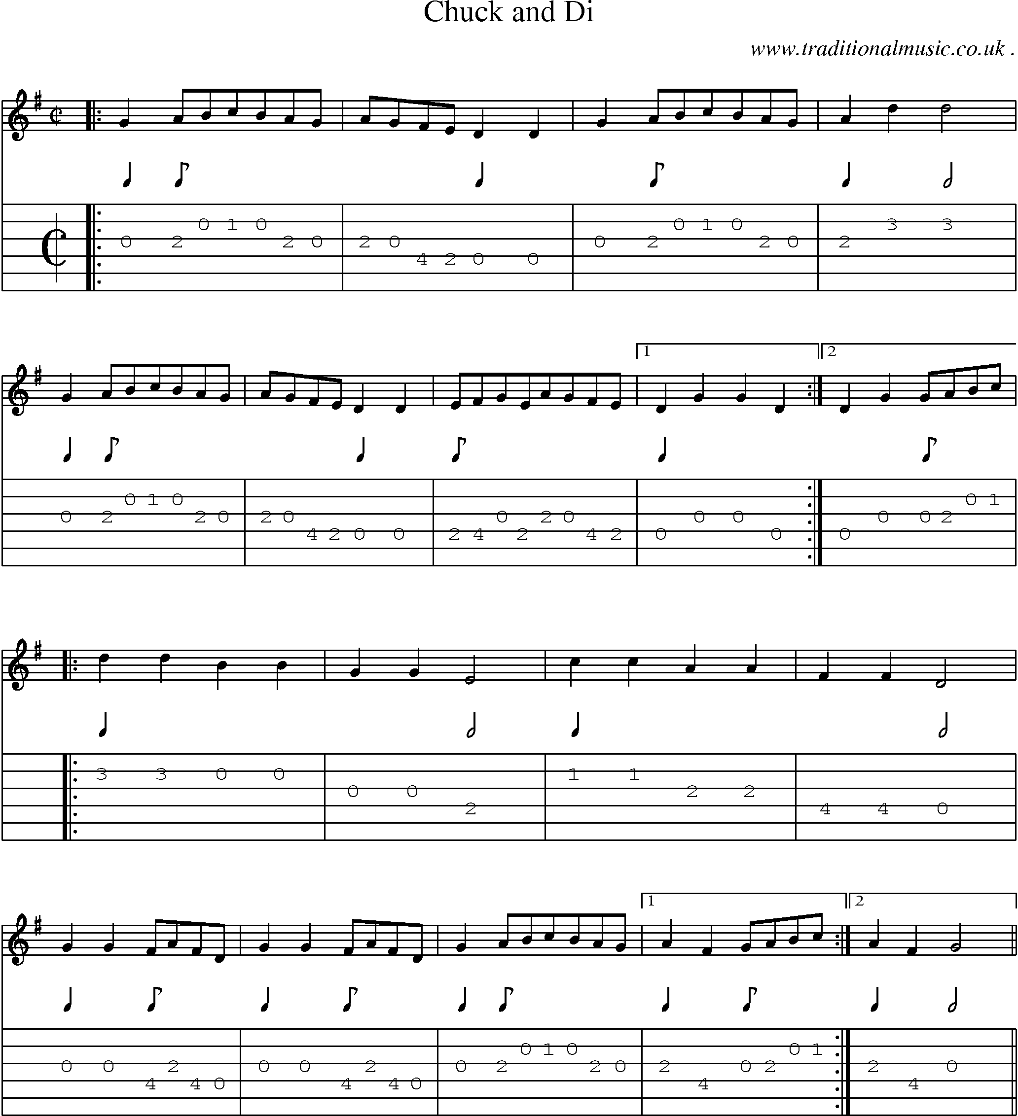 Sheet-Music and Guitar Tabs for Chuck And Di