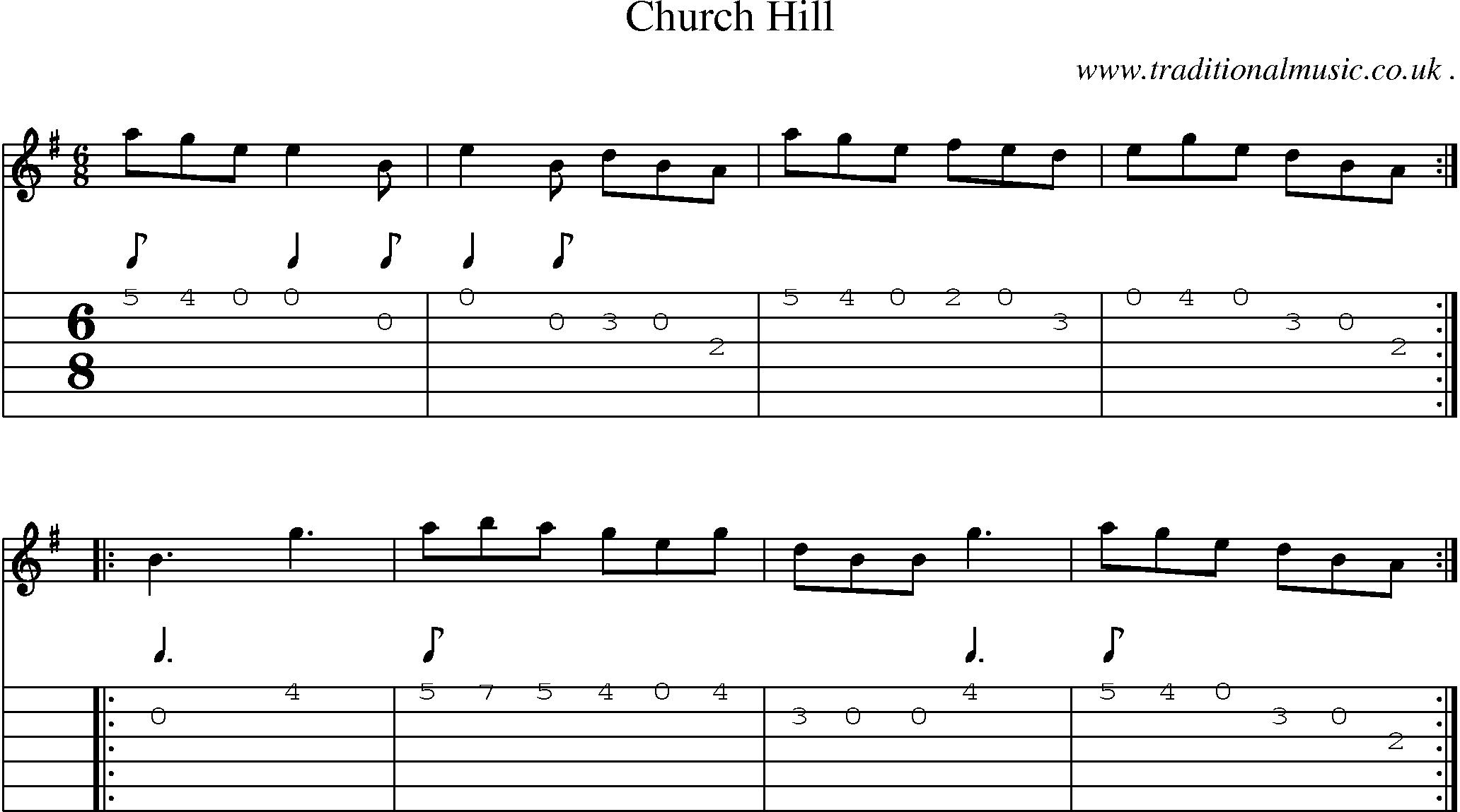 Sheet-Music and Guitar Tabs for Church Hill
