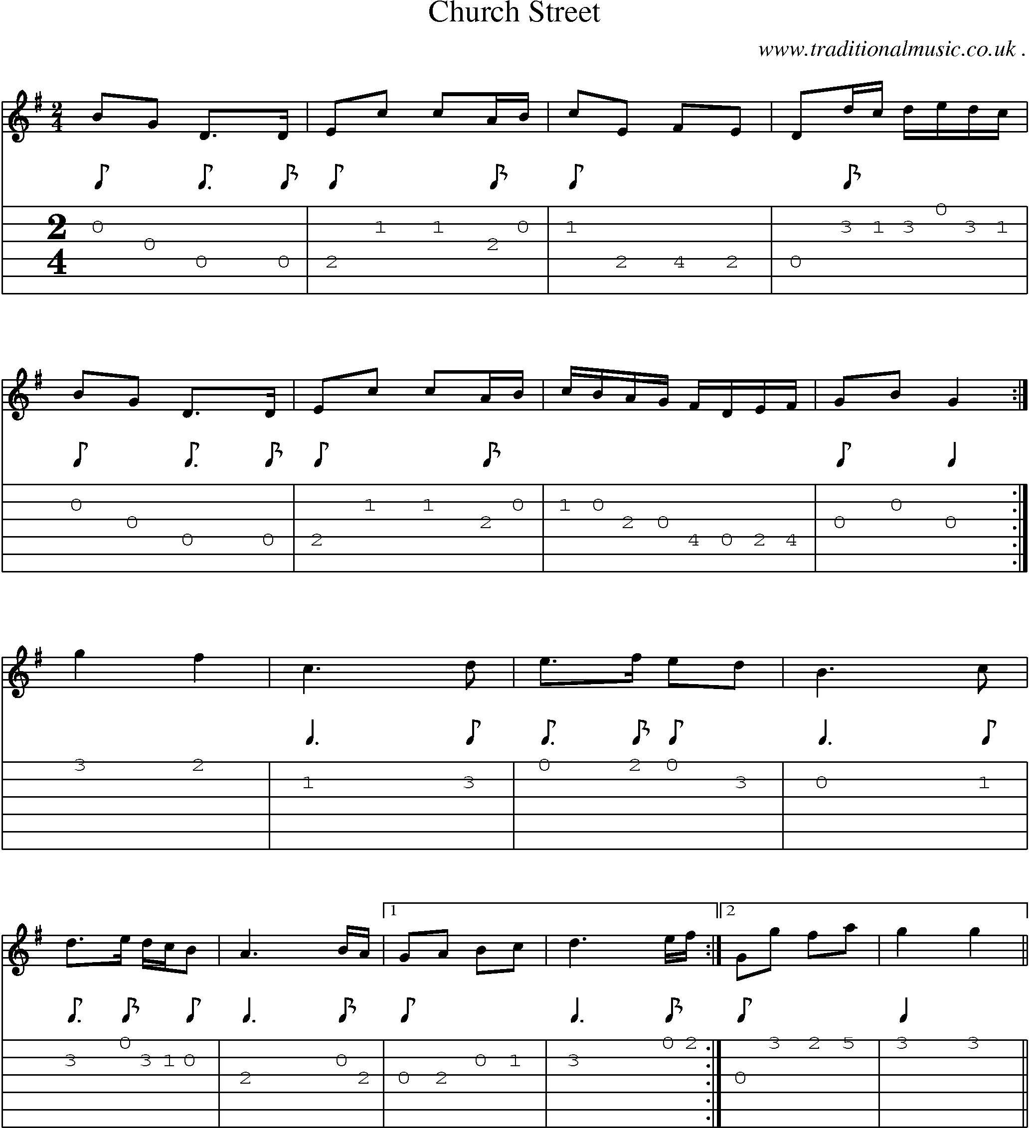 Sheet-Music and Guitar Tabs for Church Street