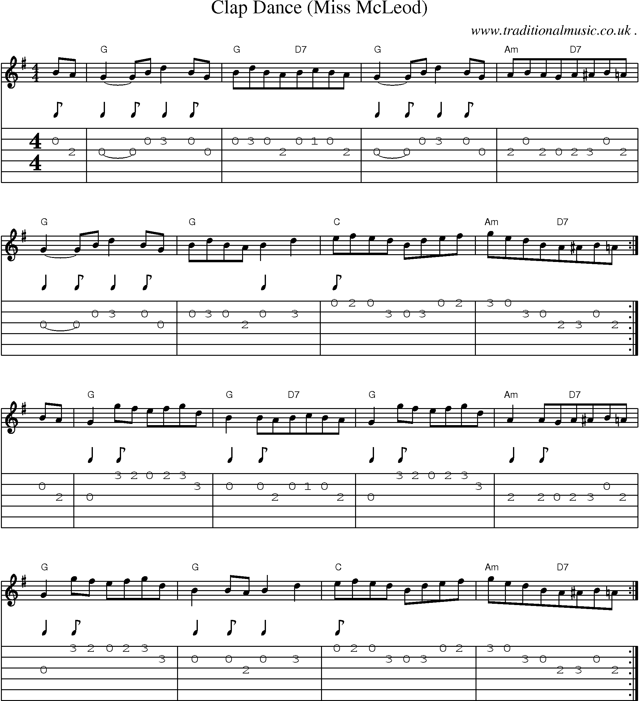 Sheet-Music and Guitar Tabs for Clap Dance (miss Mcleod)