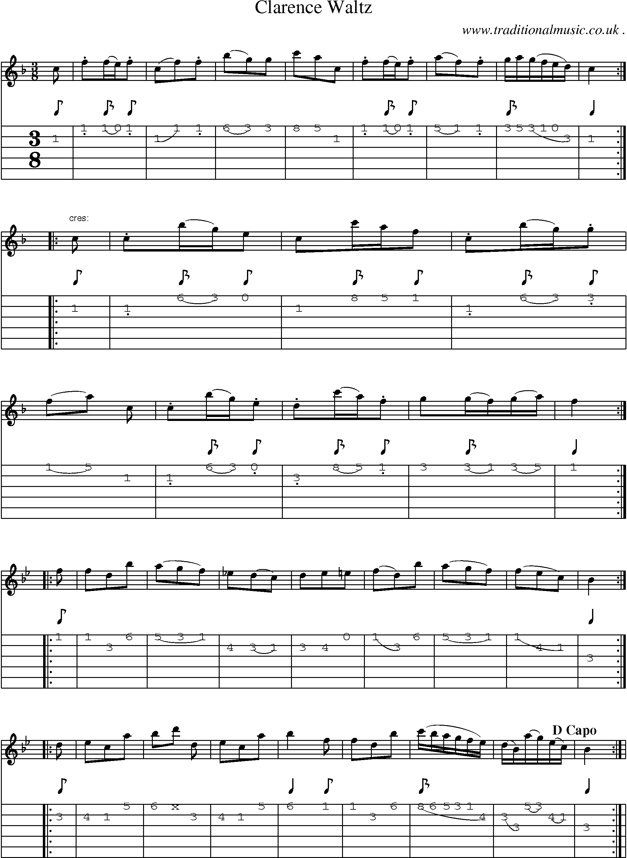 Sheet-Music and Guitar Tabs for Clarence Waltz