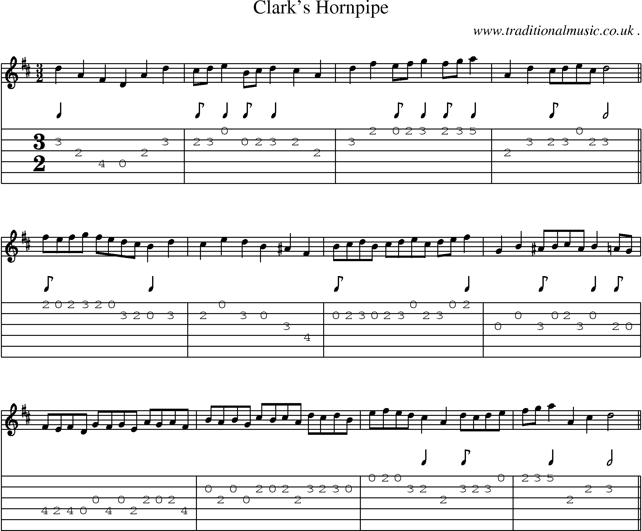 Sheet-Music and Guitar Tabs for Clarks Hornpipe