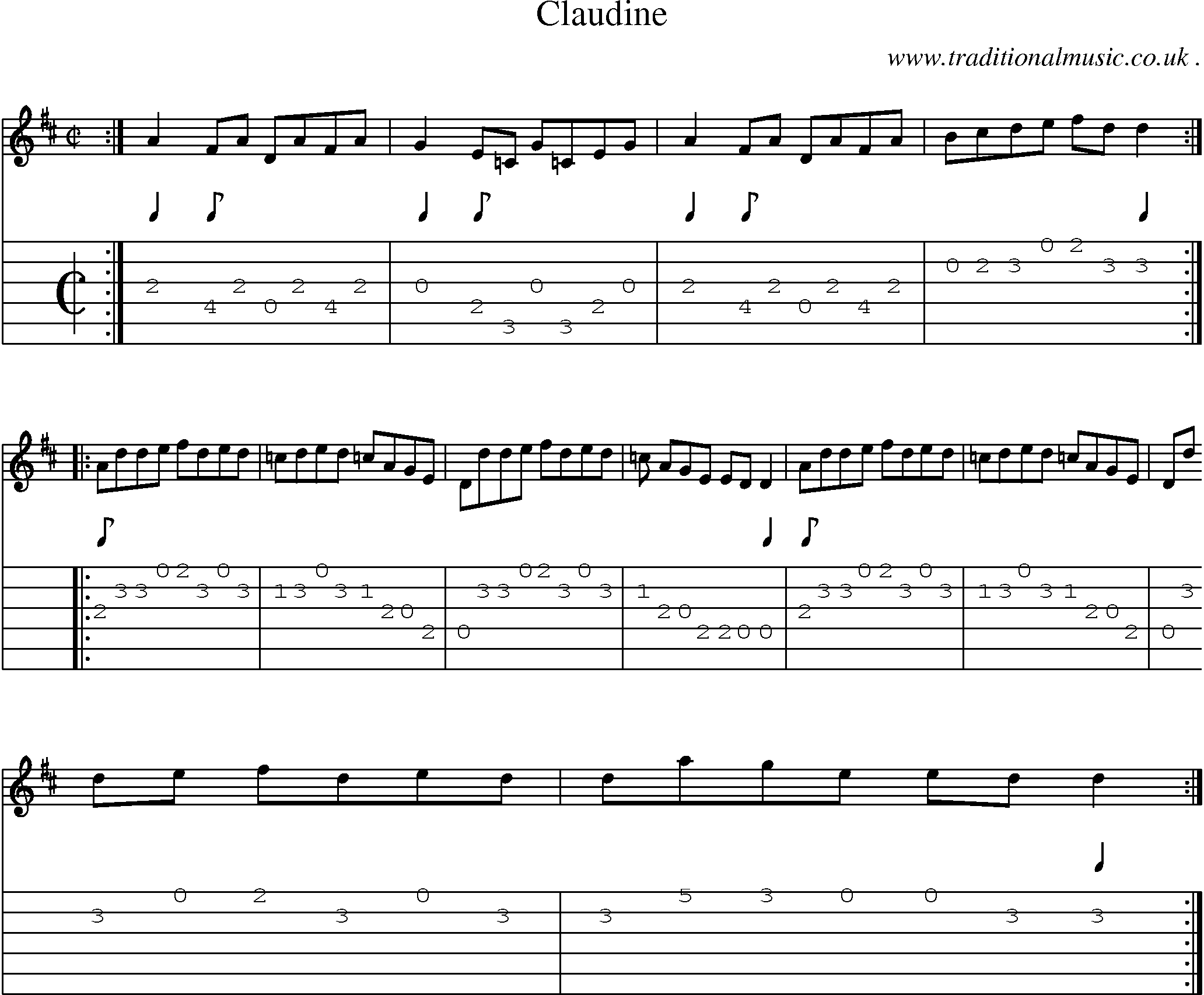 Sheet-Music and Guitar Tabs for Claudine