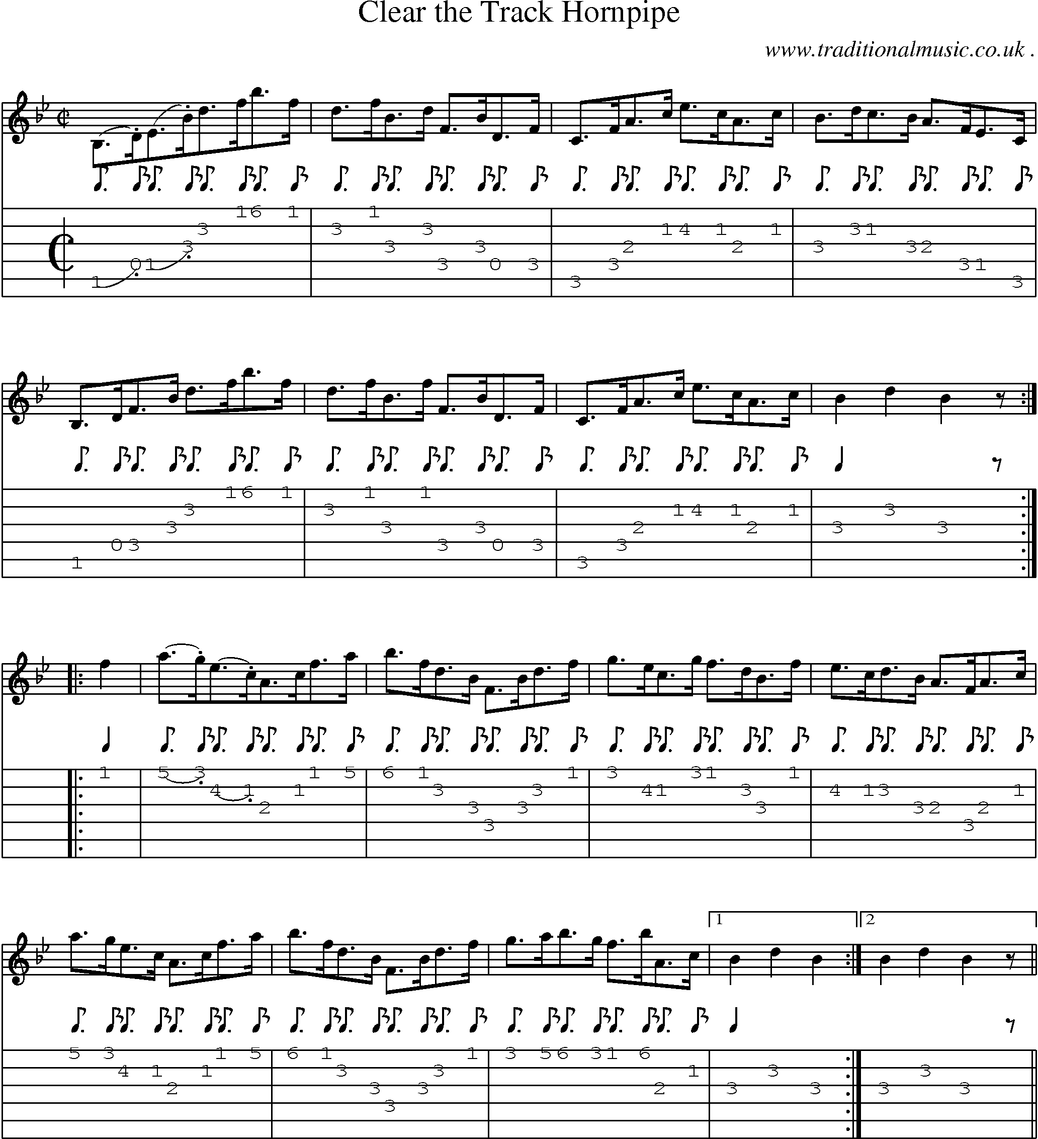 Sheet-Music and Guitar Tabs for Clear The Track Hornpipe