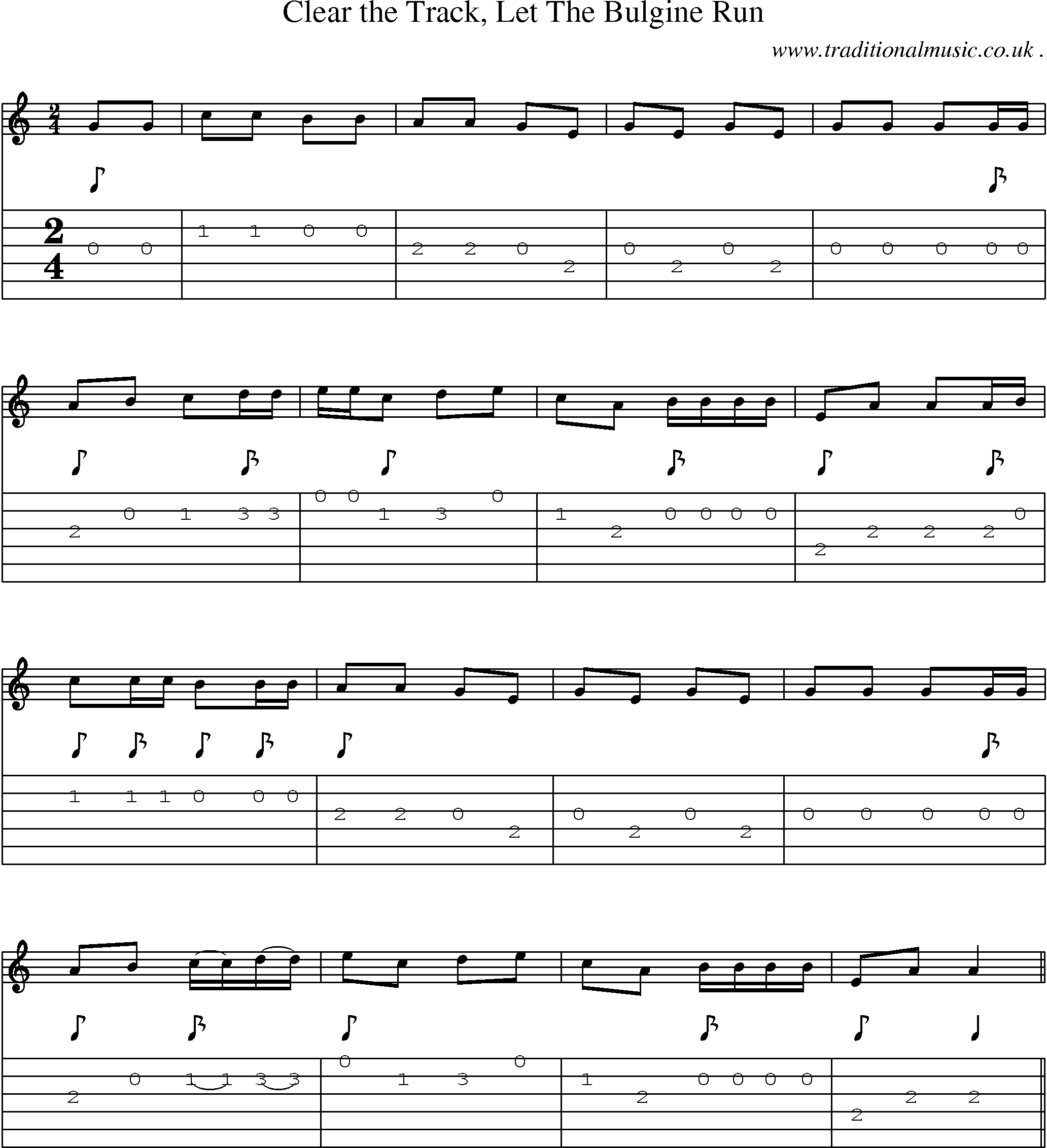 Sheet-Music and Guitar Tabs for Clear The Track Let The Bulgine Run