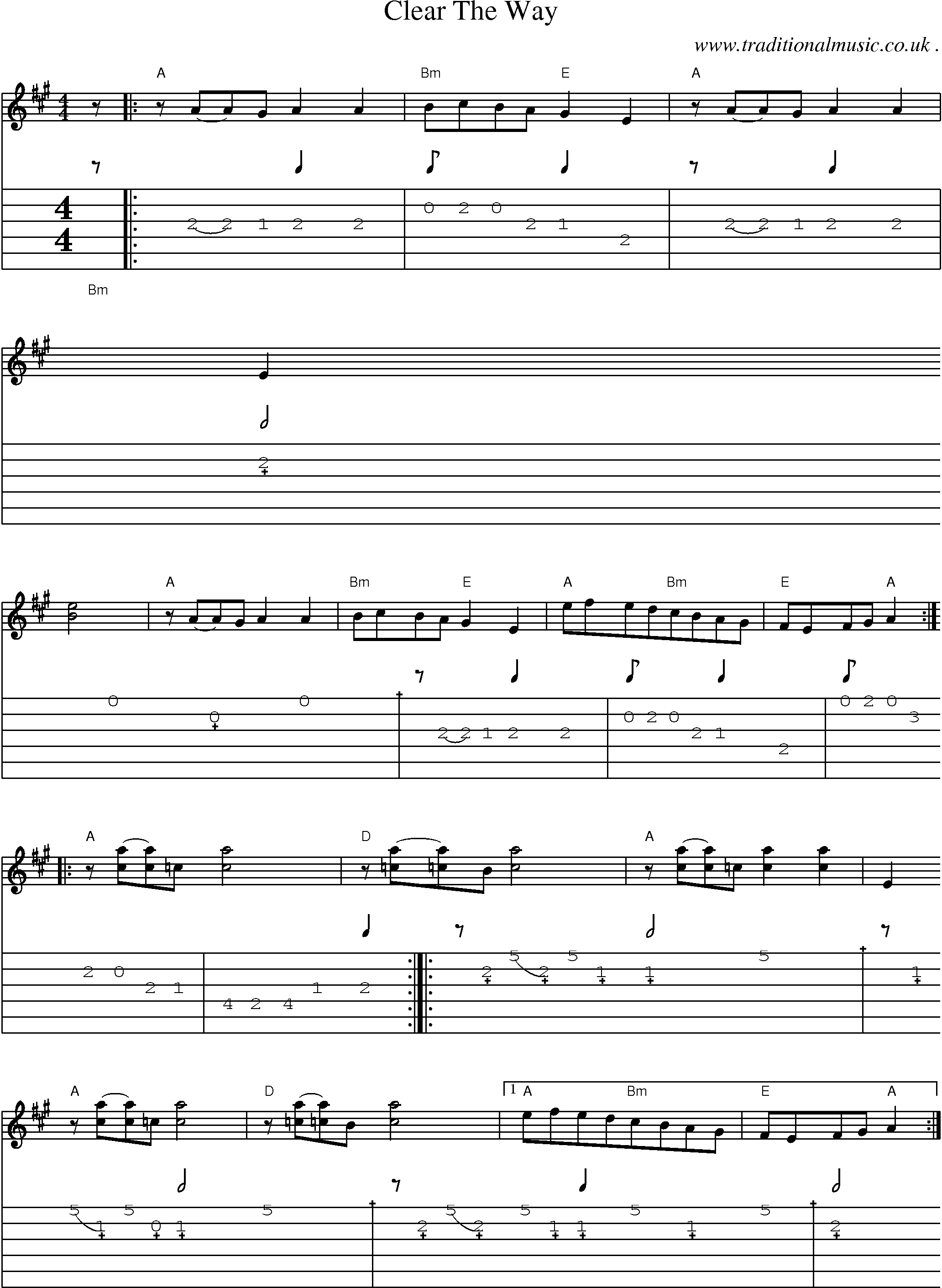 Sheet-Music and Guitar Tabs for Clear The Way