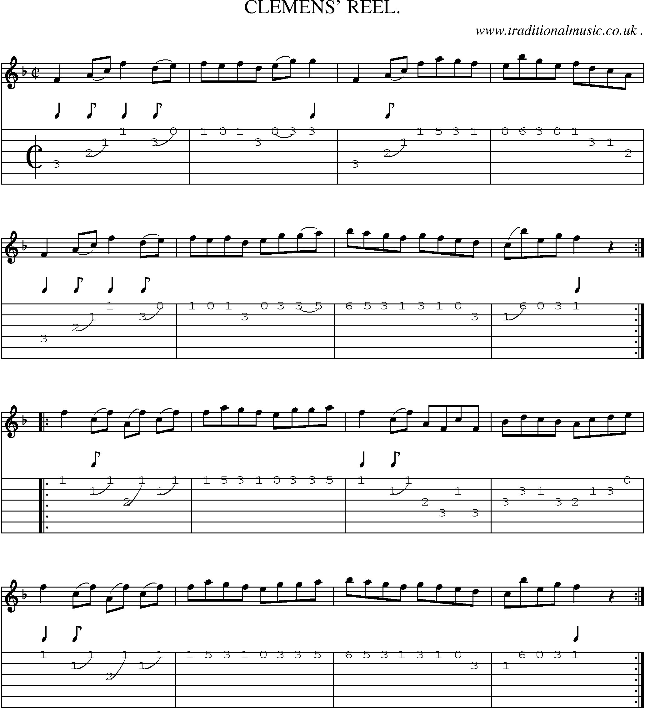 Sheet-Music and Guitar Tabs for Clemens Reel