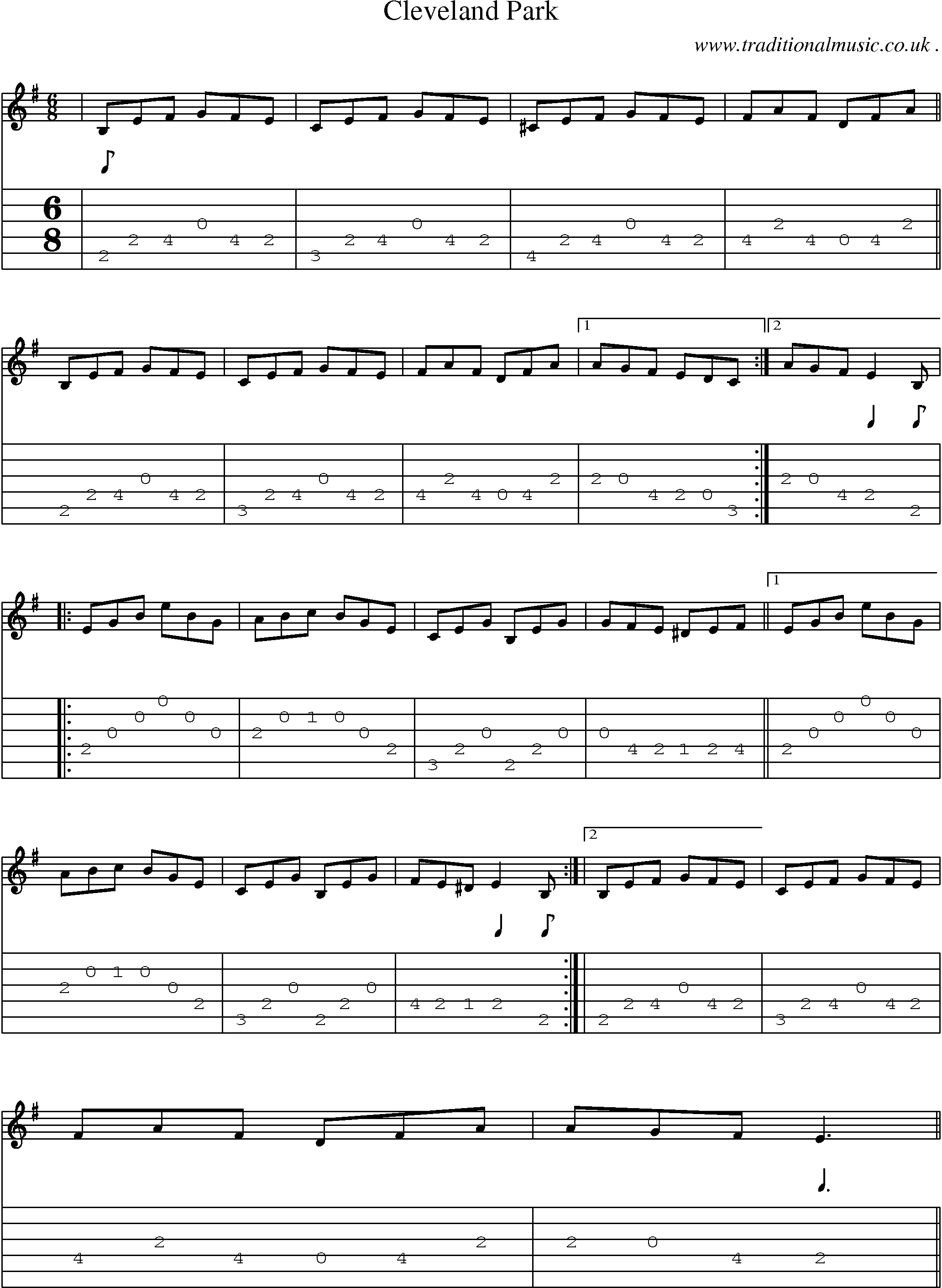 Sheet-Music and Guitar Tabs for Cleveland Park