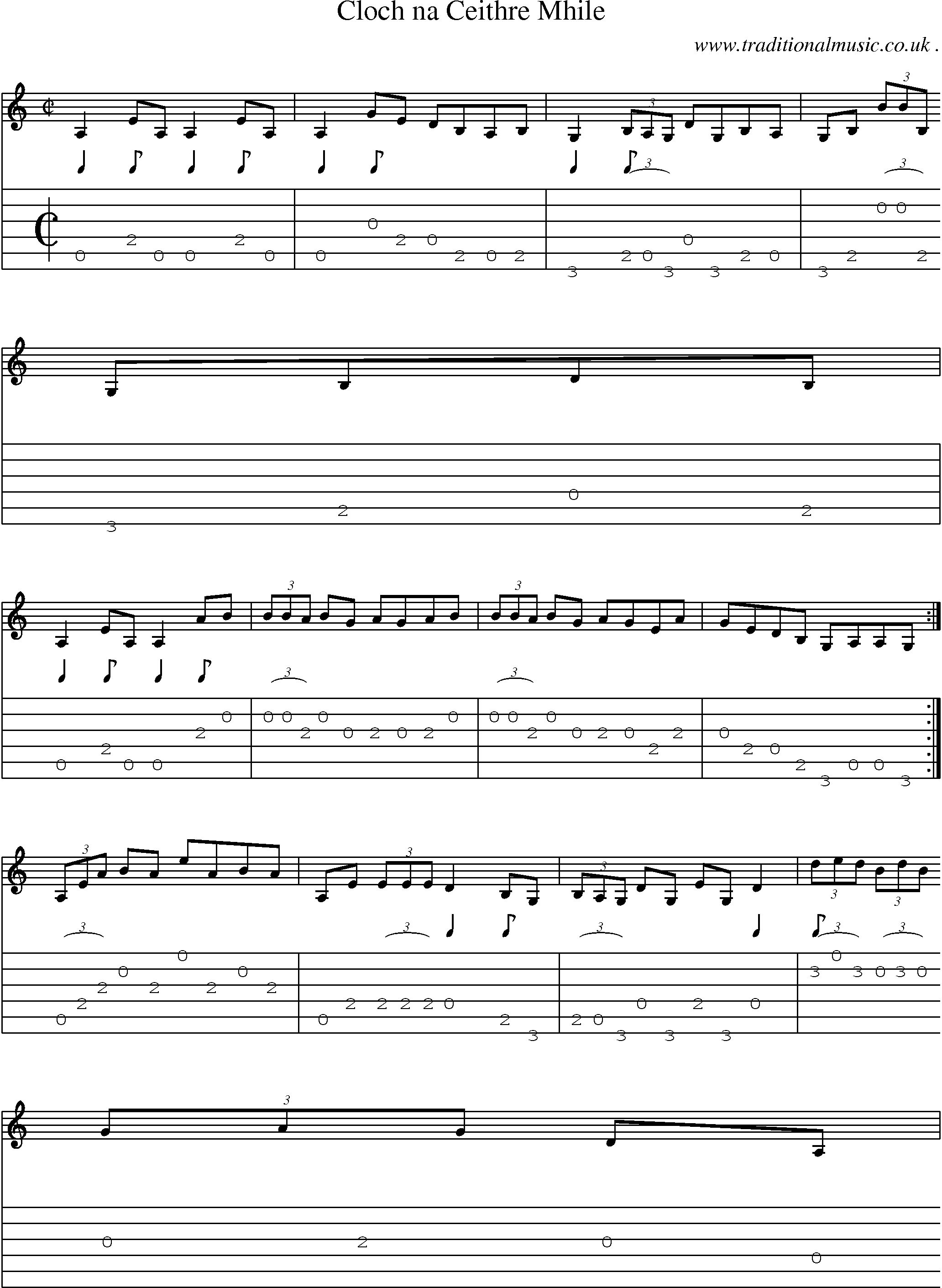 Sheet-Music and Guitar Tabs for Cloch Na Ceithre Mhile