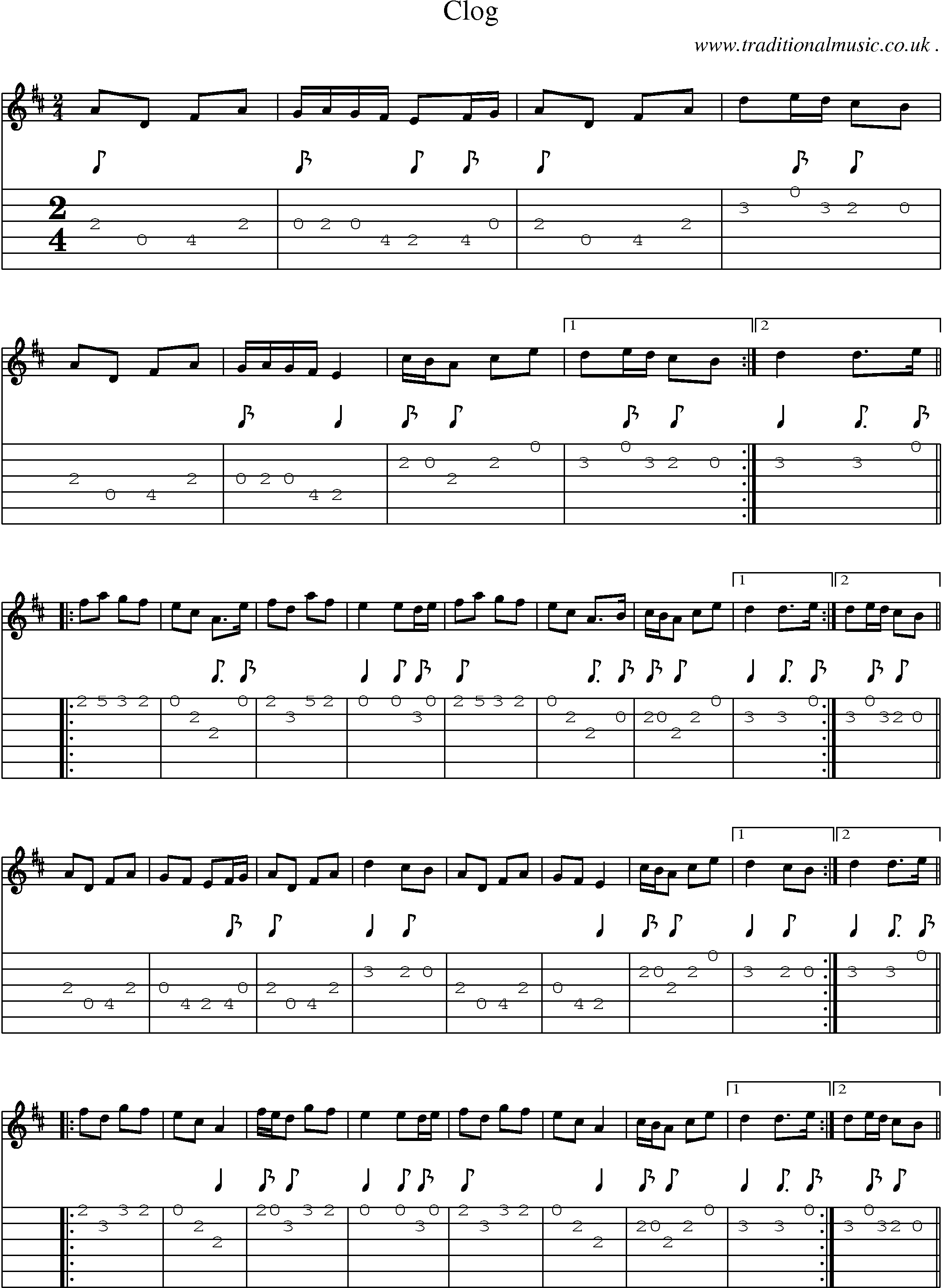 Sheet-Music and Guitar Tabs for Clog
