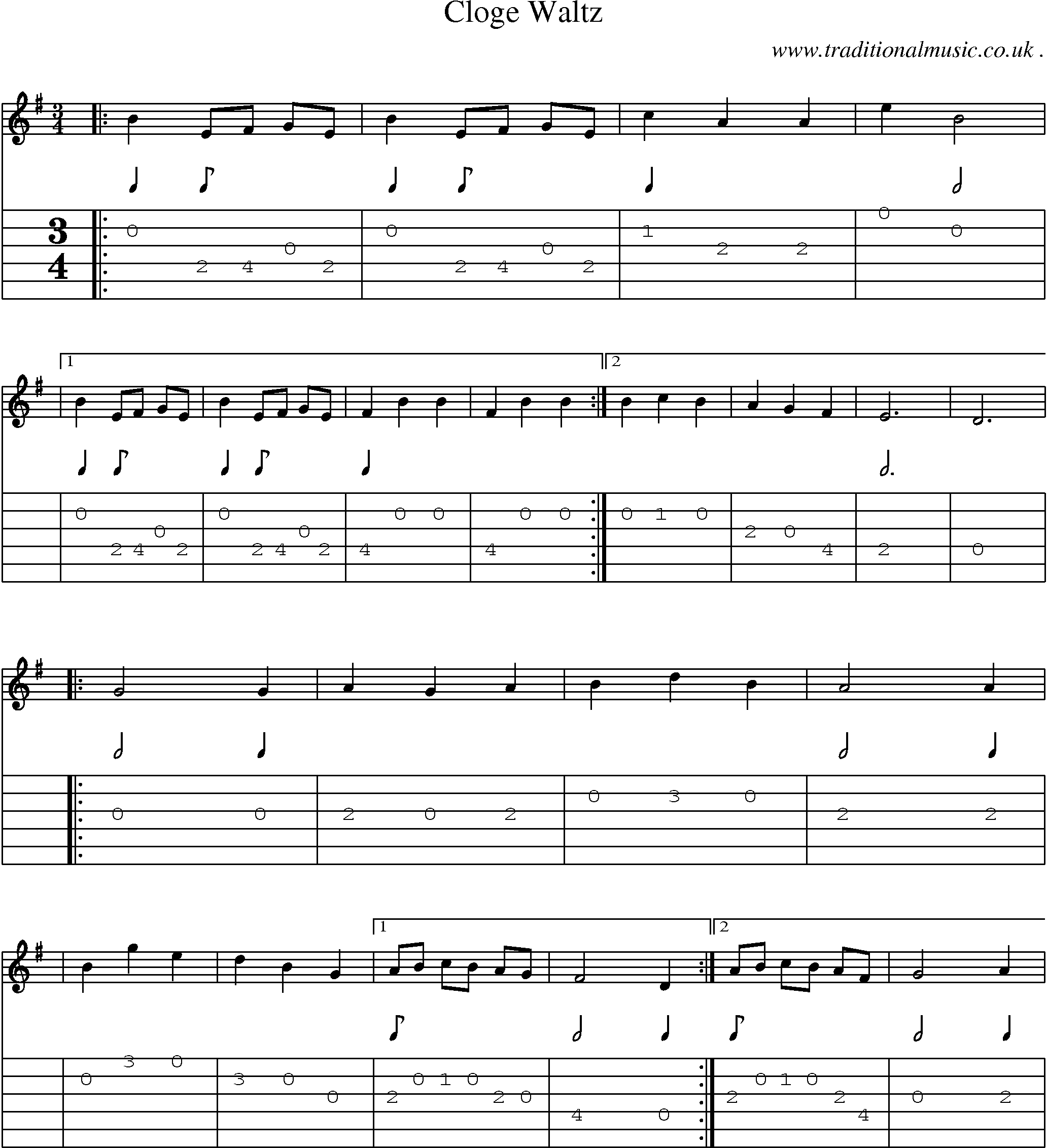 Sheet-Music and Guitar Tabs for Cloge Waltz