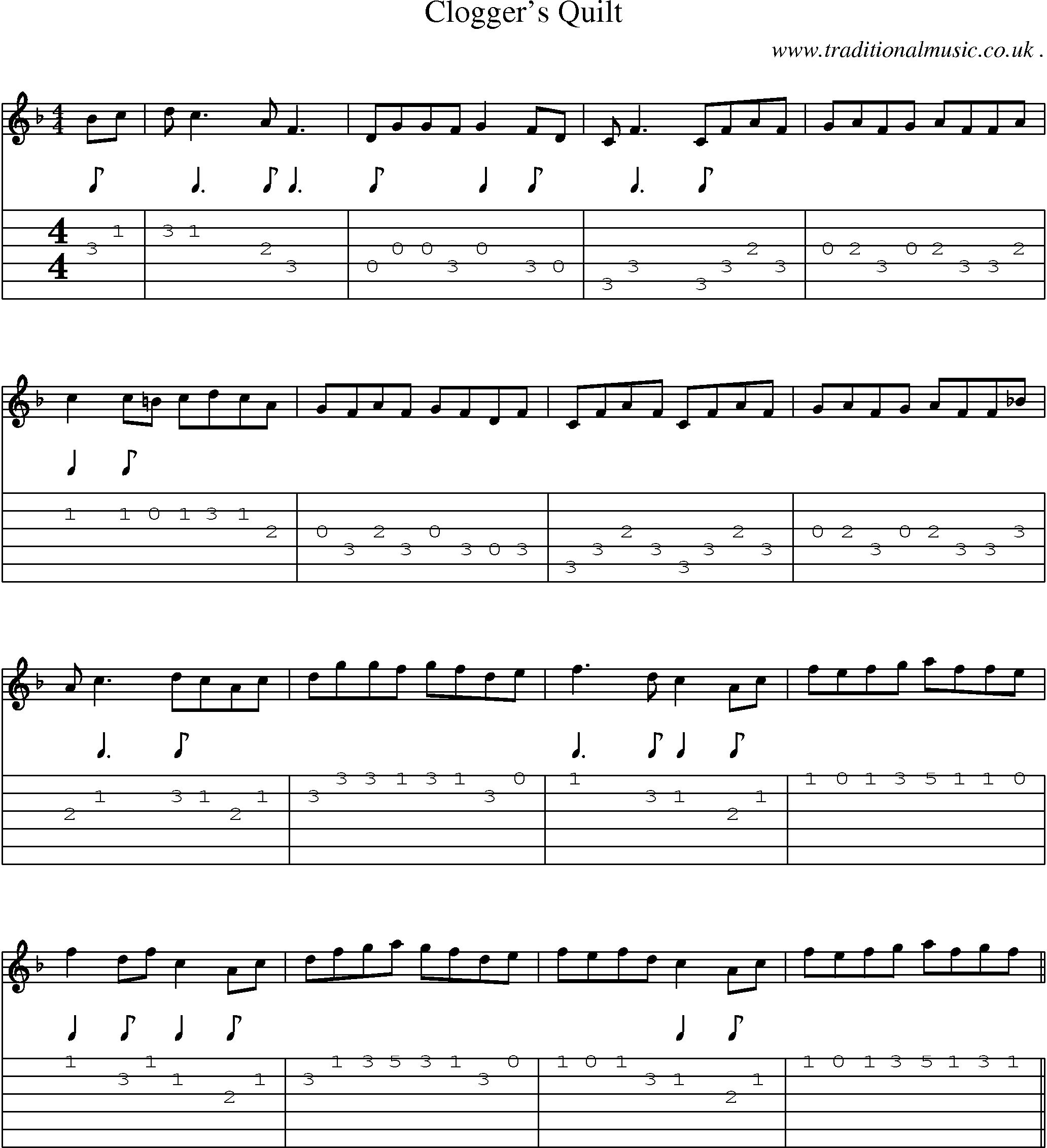 Sheet-Music and Guitar Tabs for Cloggers Quilt