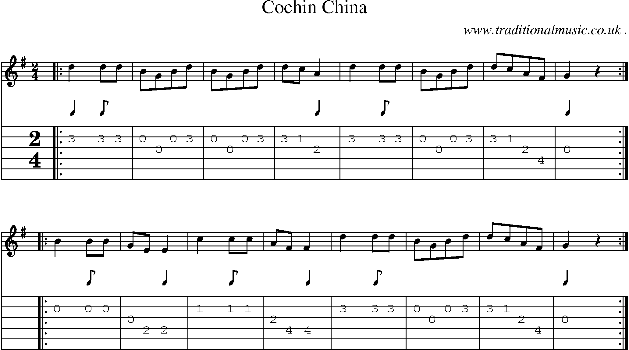 Sheet-Music and Guitar Tabs for Cochin China