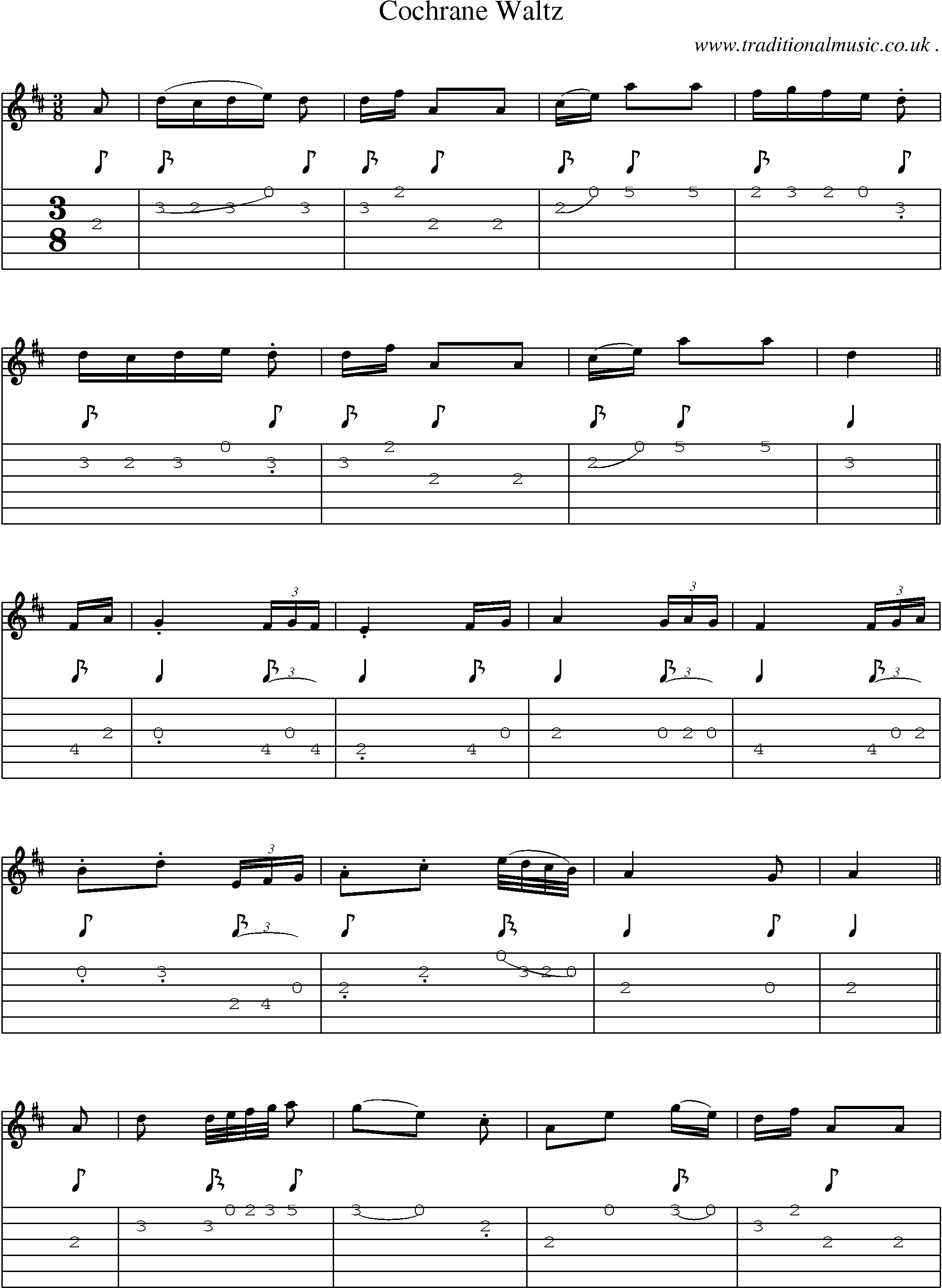 Sheet-Music and Guitar Tabs for Cochrane Waltz