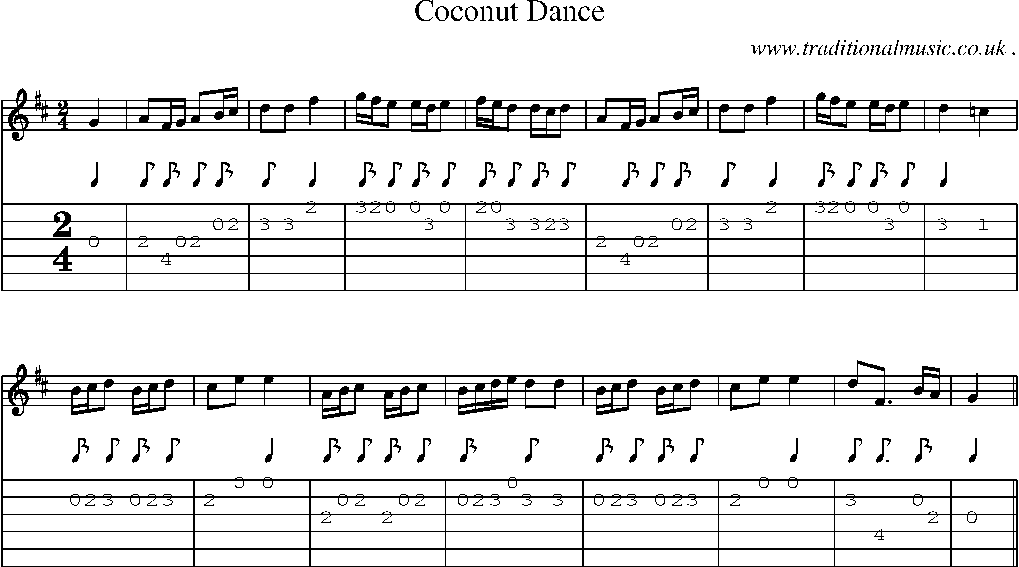 Sheet-Music and Guitar Tabs for Coconut Dance